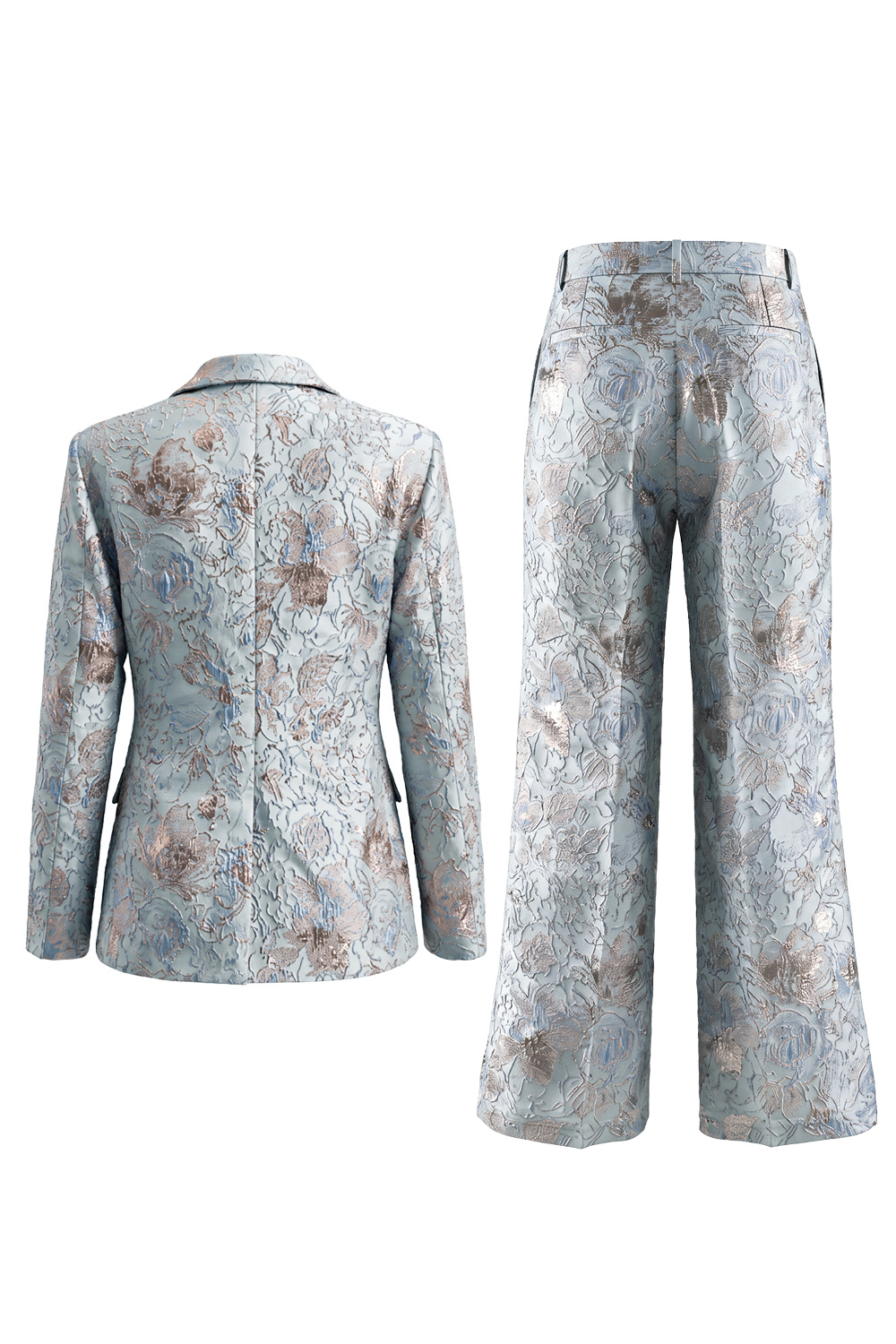 Floral 2 Piece Dusty Rose Peak Lapel Double Breasted Prom Suits with Pockets