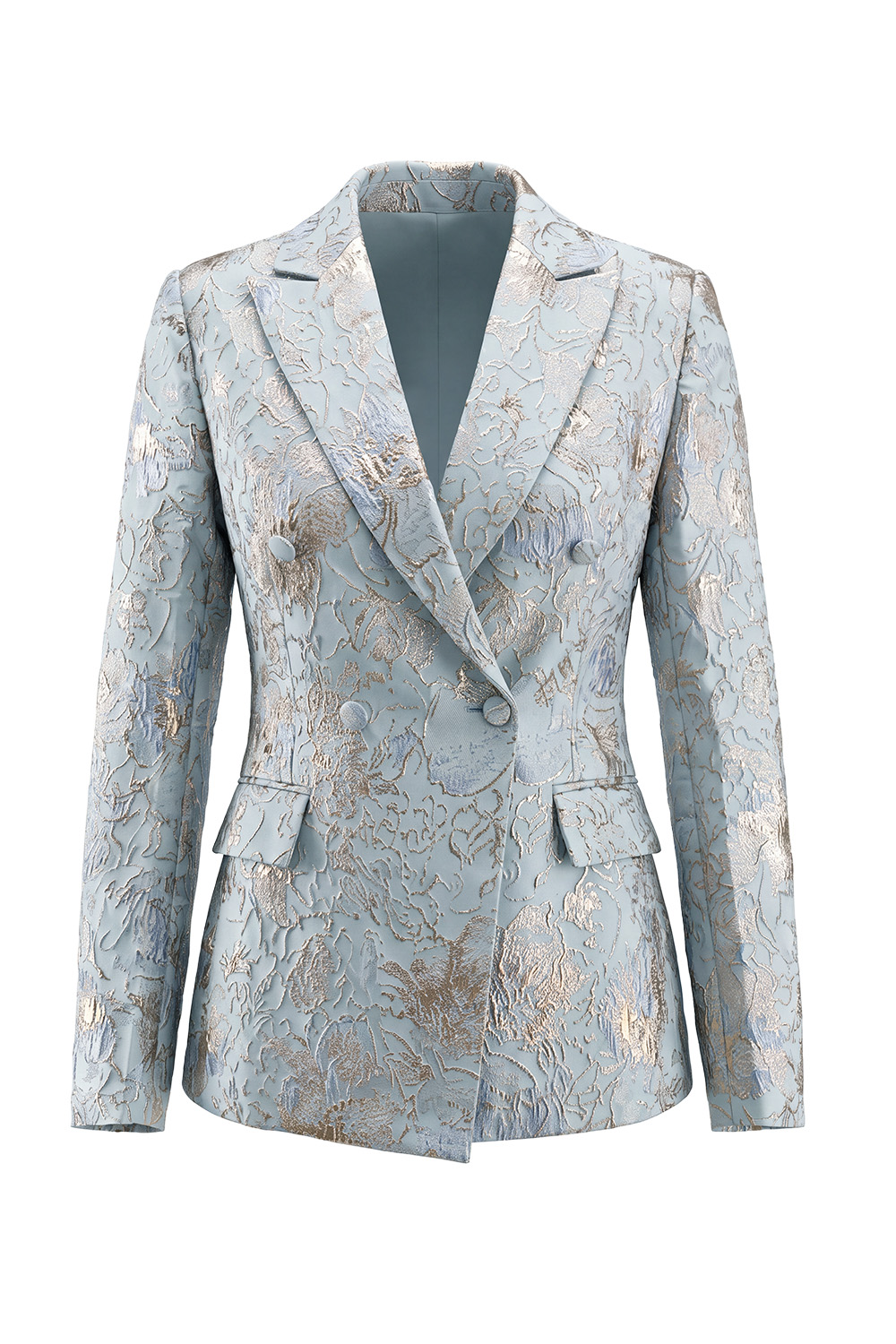 Floral 2 Piece Dusty Rose Peak Lapel Double Breasted Prom Suits with Pockets