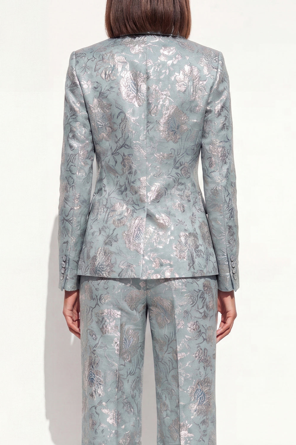 Floral 2 Piece Dusty Rose Peak Lapel Double Breasted Prom Suits with Pockets