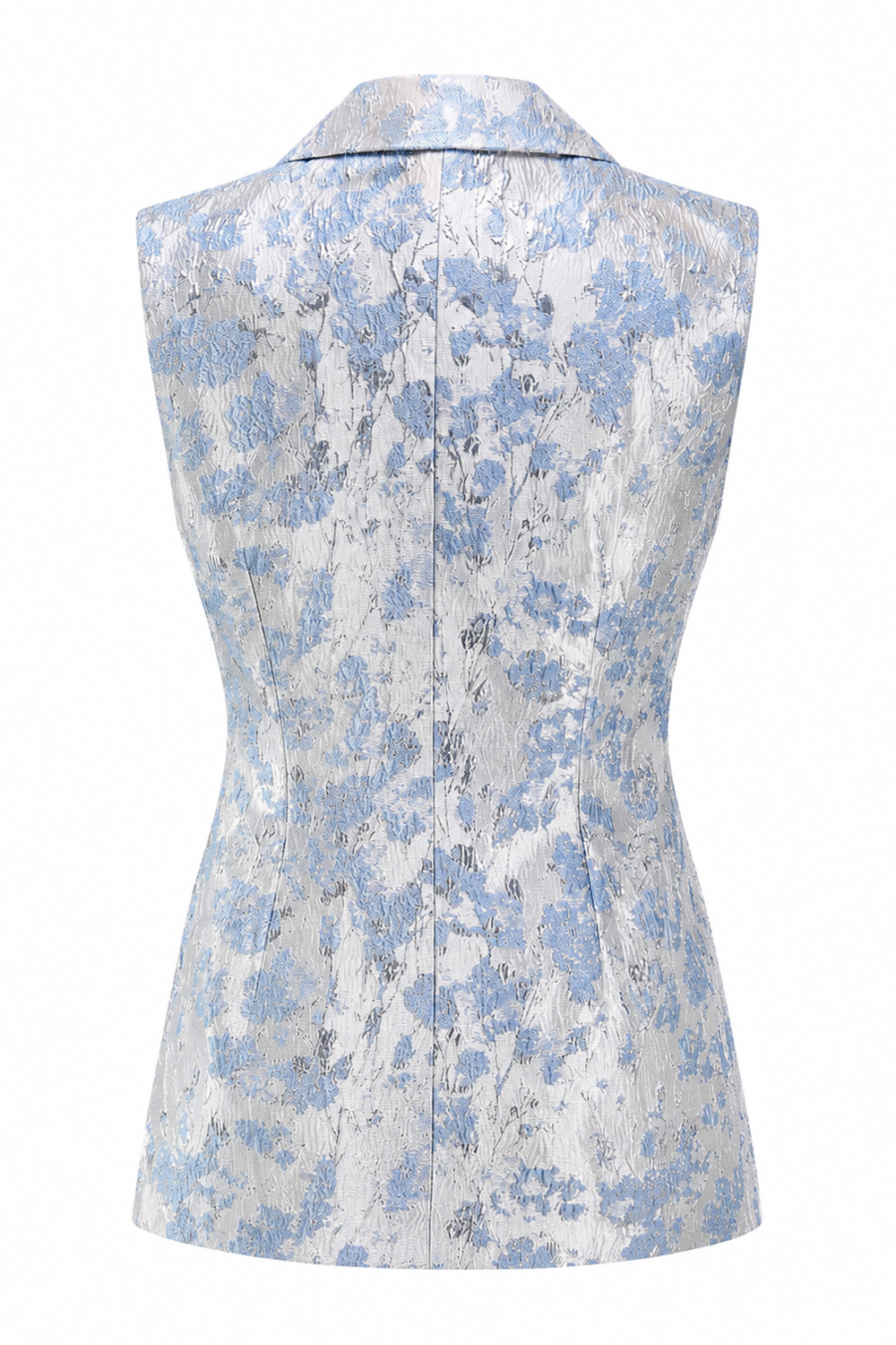 2 Piece Peacock Blue Peak Lapel Double Breasted Floral Prom Suits