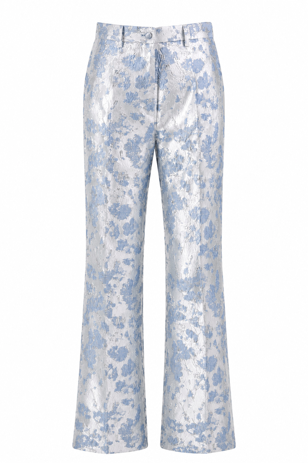 2 Piece Peacock Blue Peak Lapel Double Breasted Floral Prom Suits