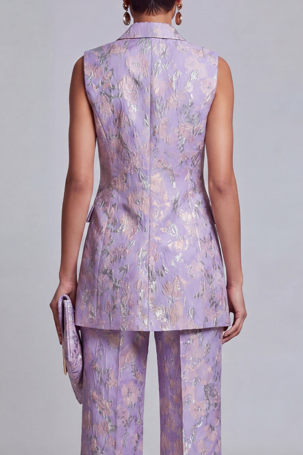 2 Piece Peacock Blue Peak Lapel Double Breasted Floral Prom Suits