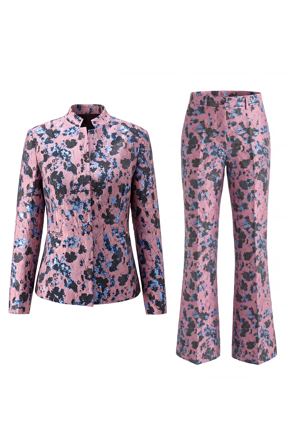 2 Piece Dusty Blue Floral Lapel Prom Suits