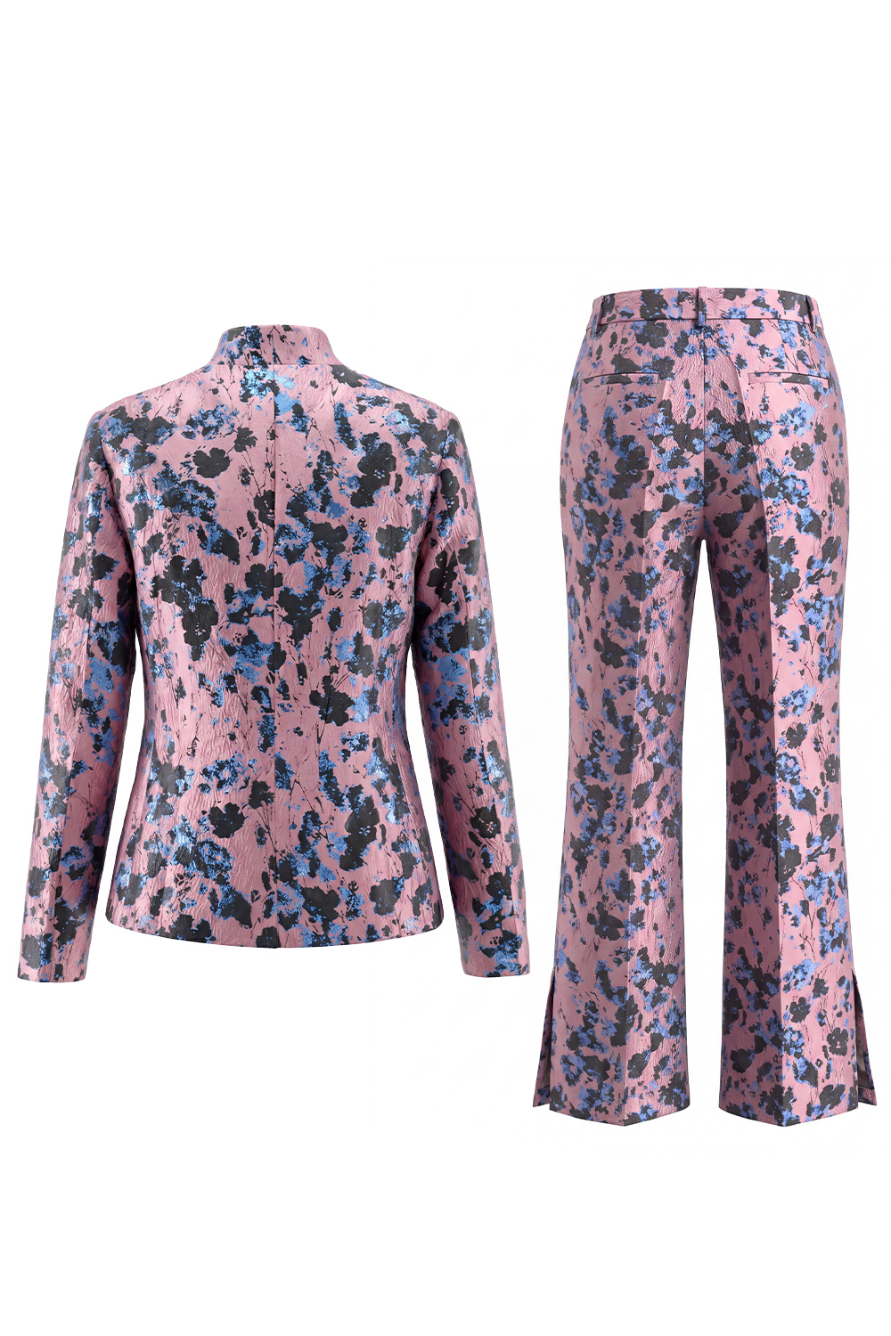 2 Piece Dusty Blue Floral Lapel Prom Suits