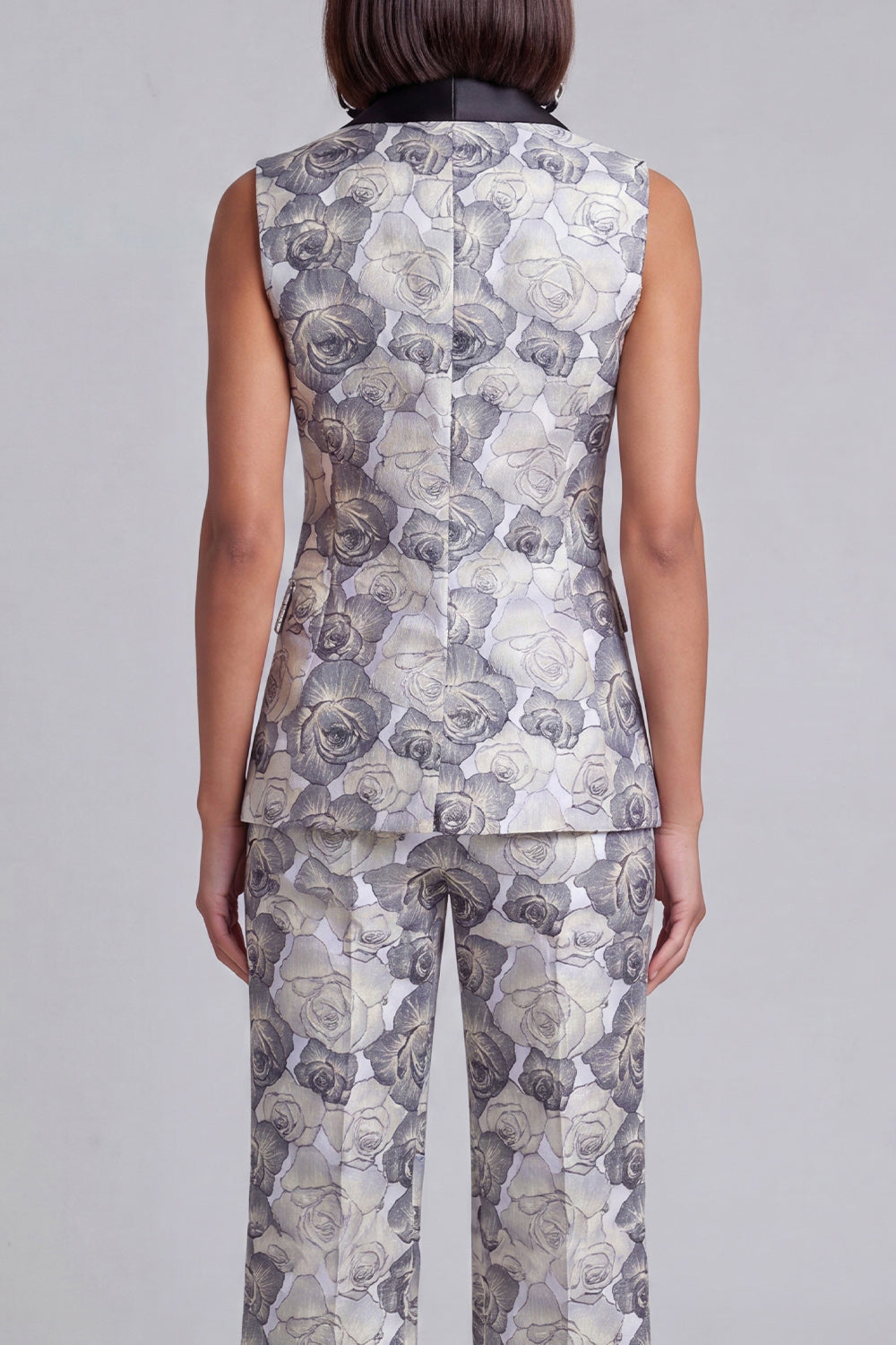 Floral 2 Piece Blue Shawl Lapel Double Breasted Prom Suits with Pockets