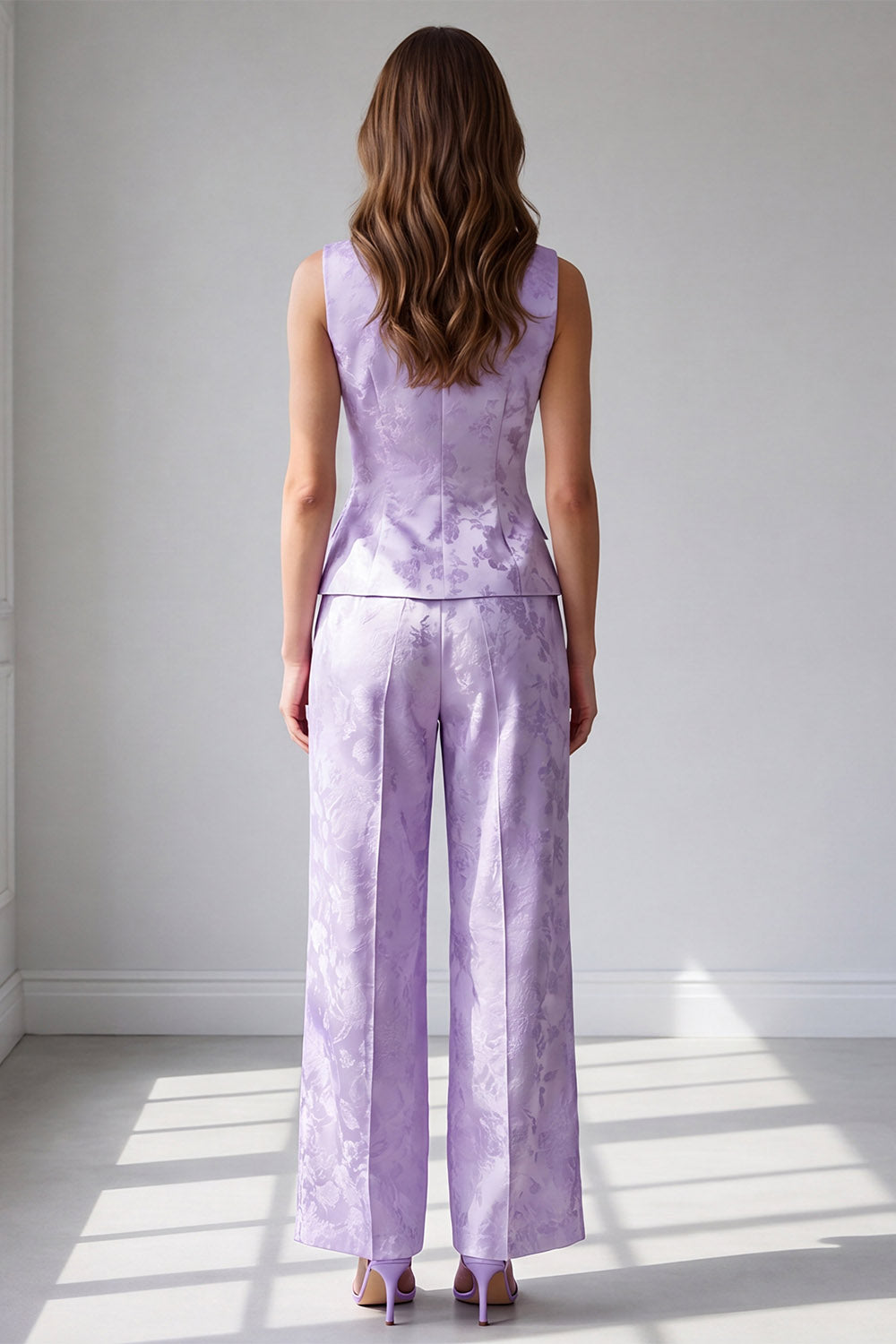 2 Piece Lilac Single Breasted Round Neck Business Suits