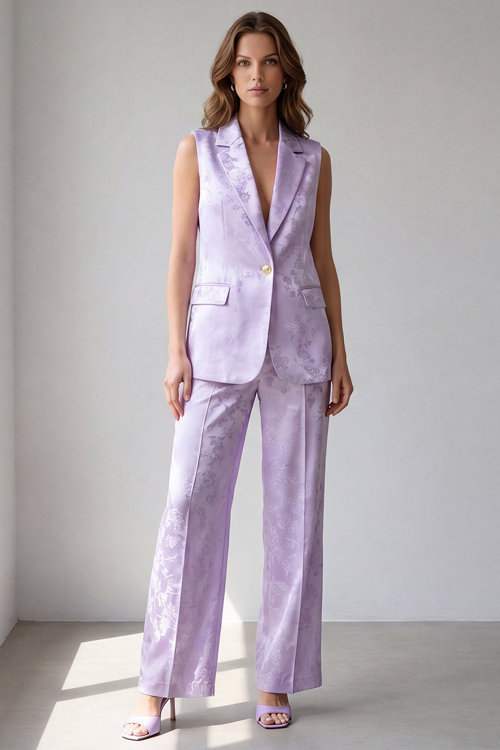 Lilac 2 Piece One Button Notched Lapel Business Suits