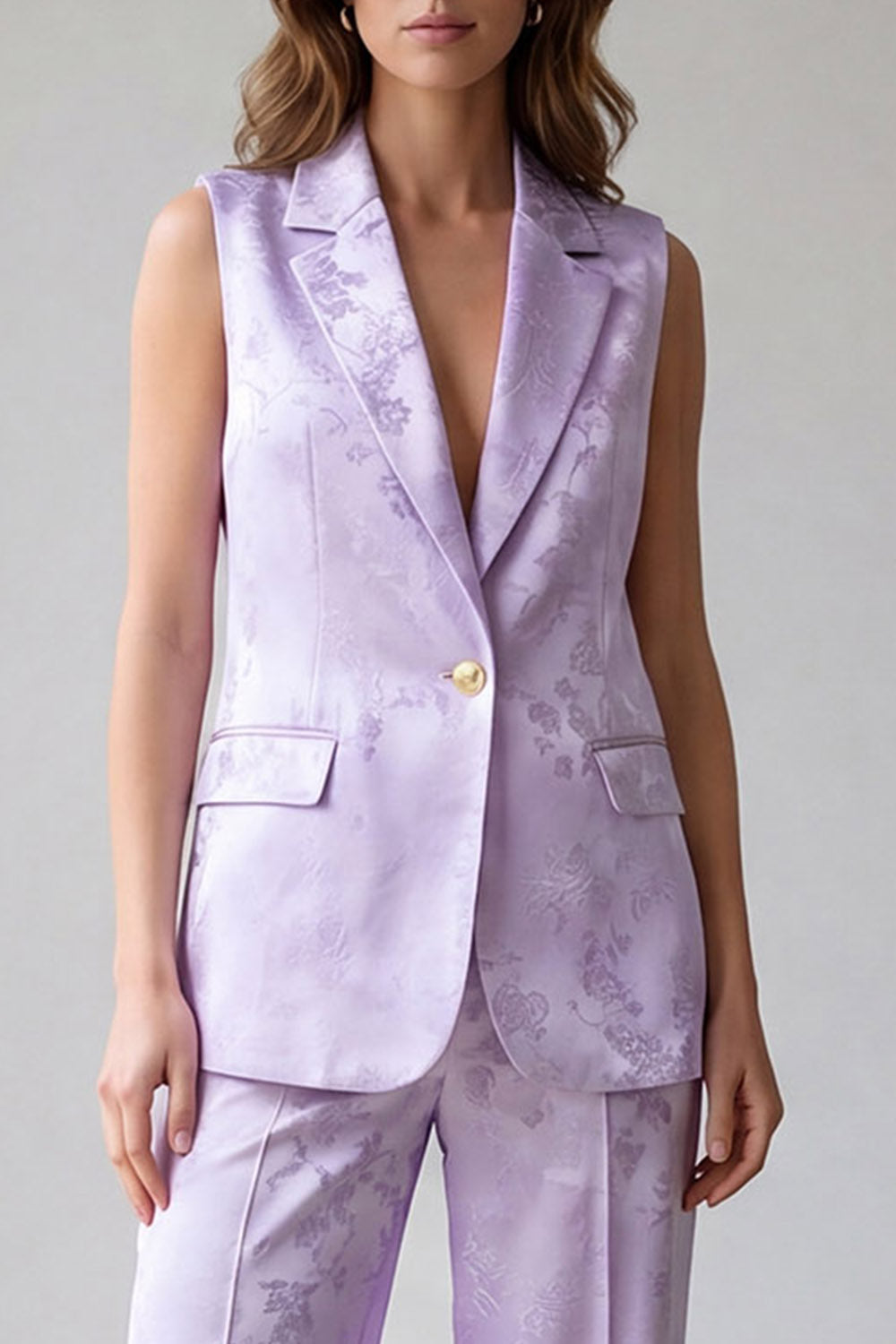 Lilac 2 Piece One Button Notched Lapel Business Suits
