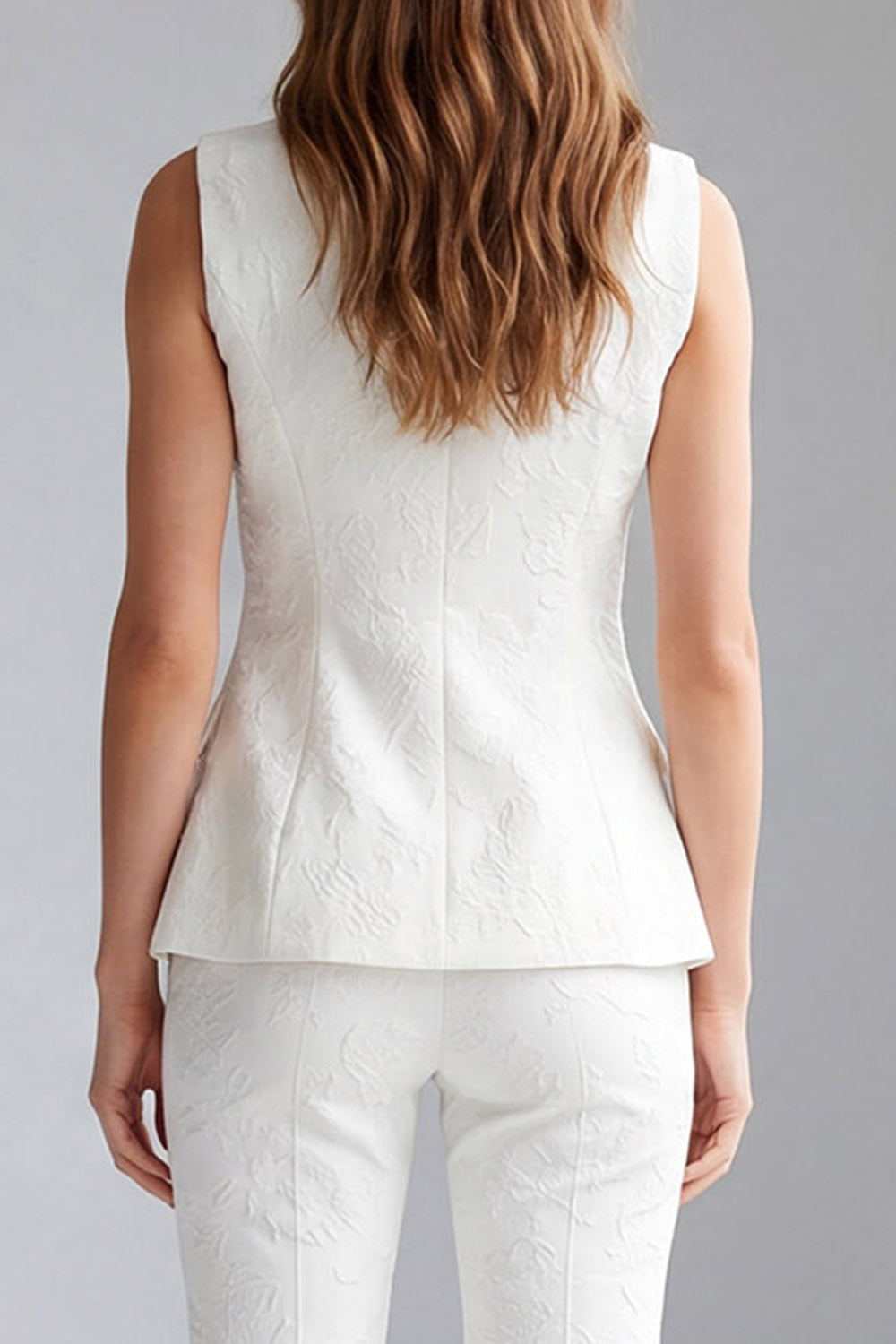Ivory 2 Piece Double Breasted V-Neck Business Suits