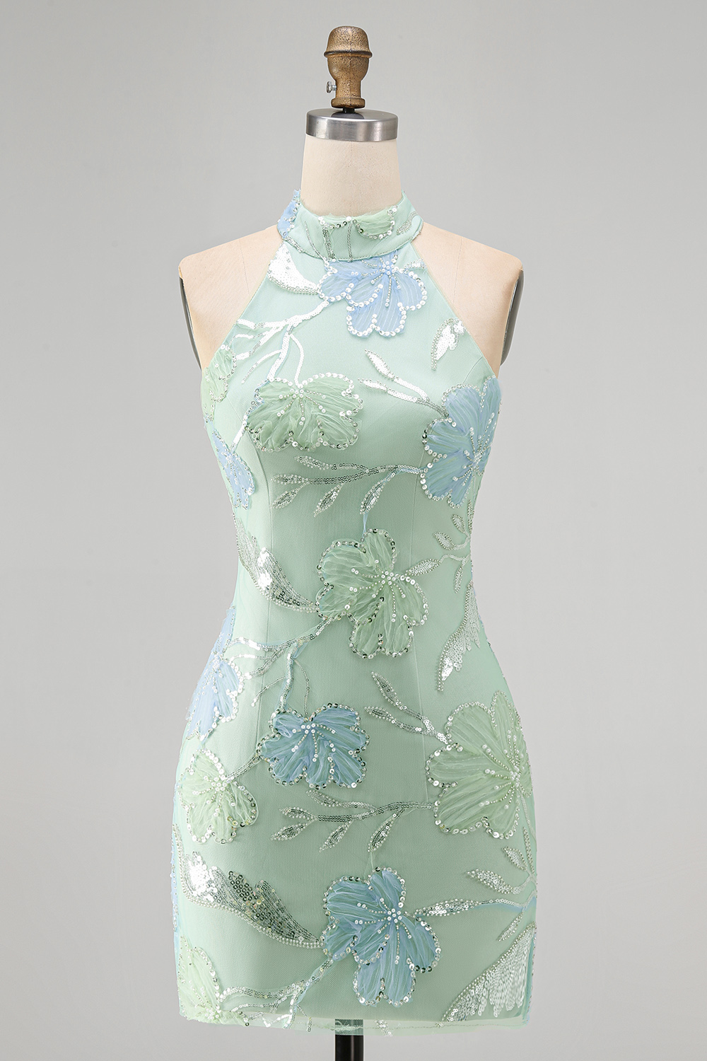 Sparkly Yellow Floral Sequins Tight Short Homecoming Dress