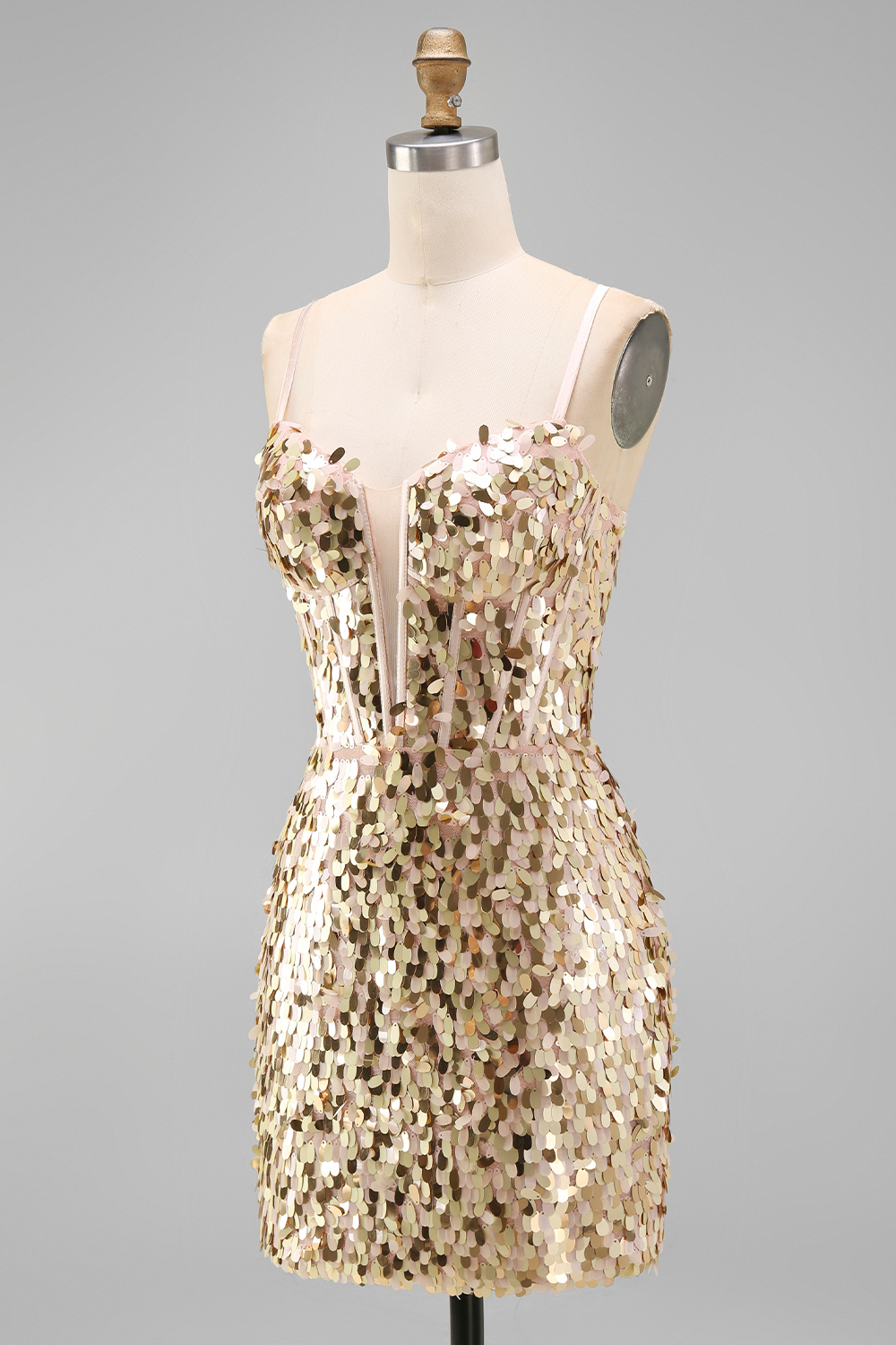 Silver Sparkly Sequin Corset Tight Short Homecoming Dress