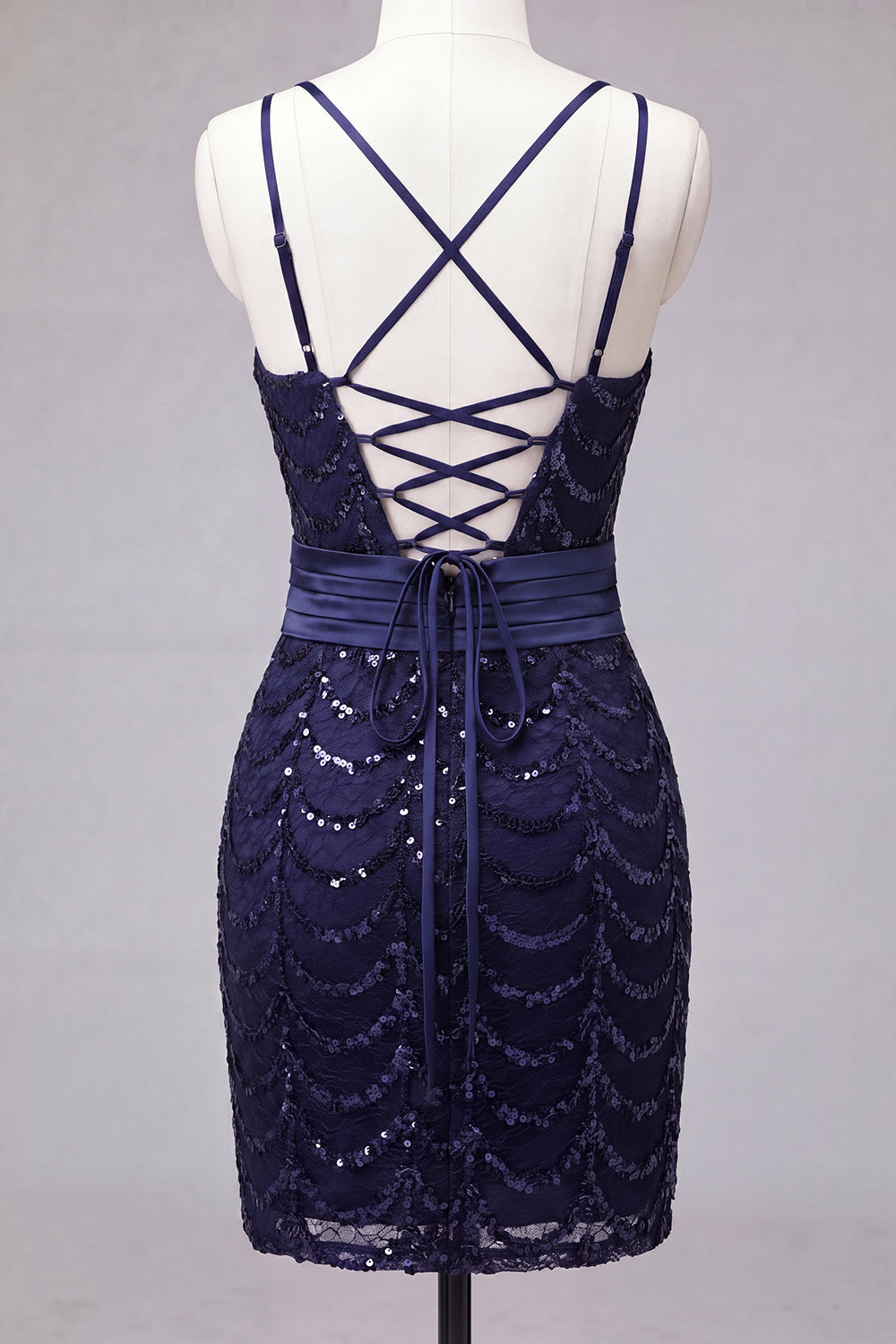 Dark Green Sparkly Spaghetti Straps Sequin Tight Short Homecoming Dress
