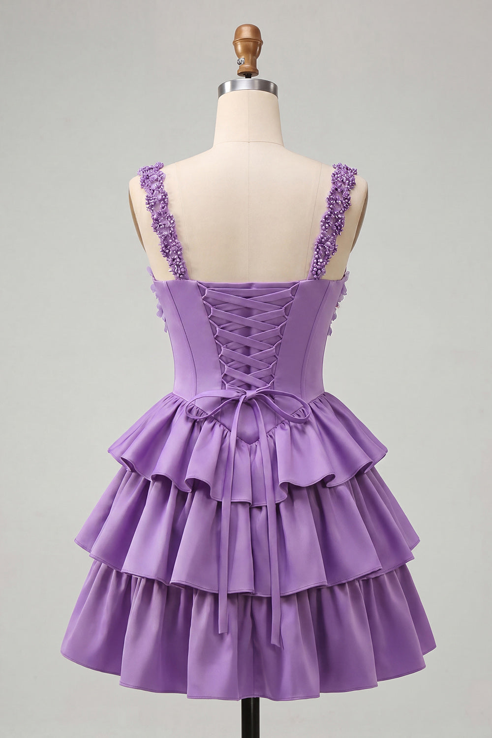 Floral Blue Corset Tiered Ruffled Short Homecoming Dress
