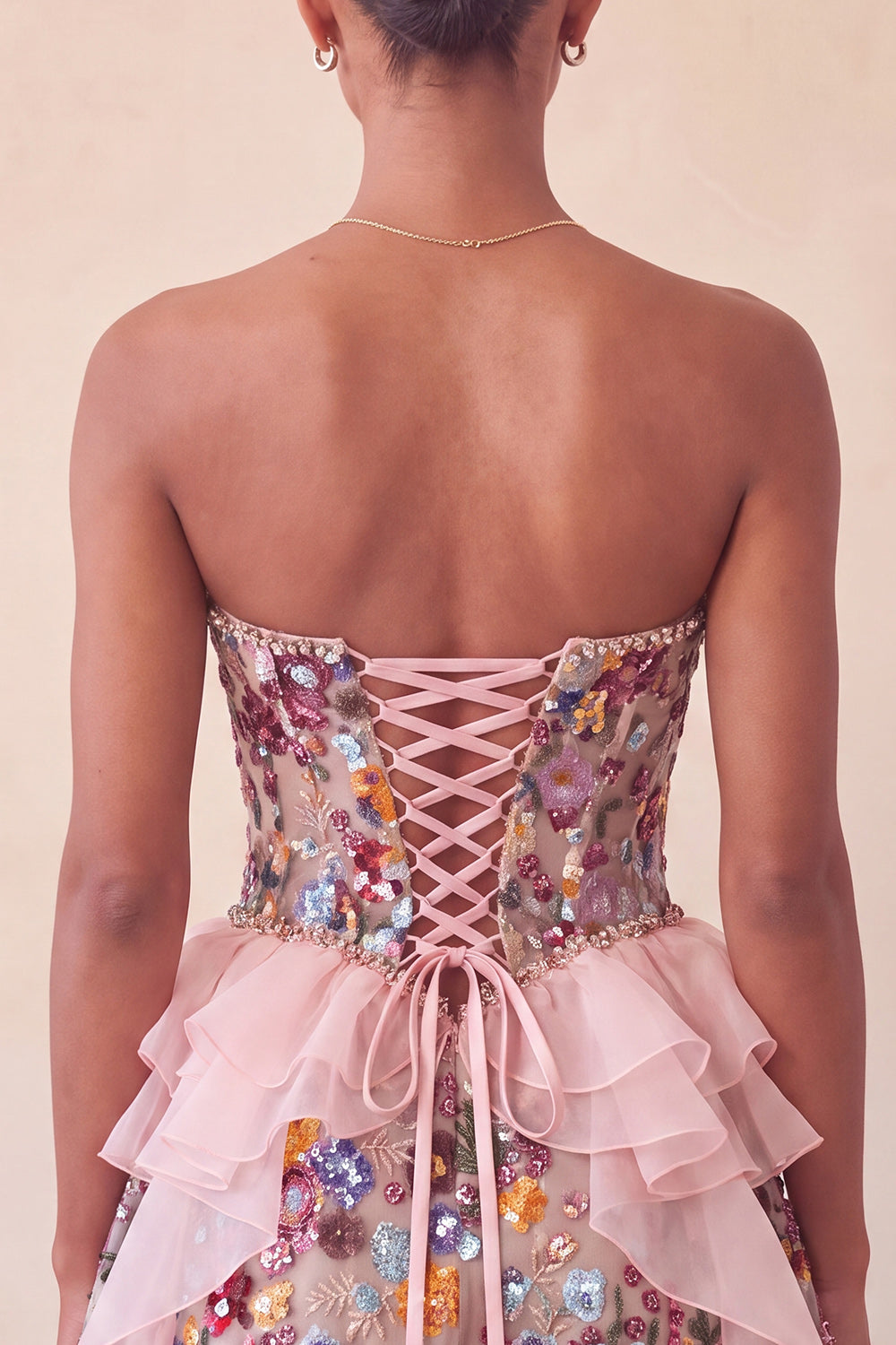 Sparkly Red Floral Corset Sequin Ruffled Short Homecoming Dress
