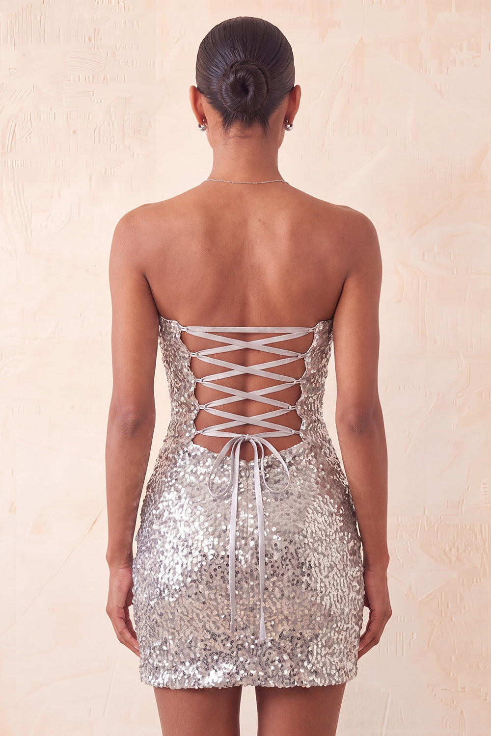 Sparkly Silver Sequin Keyhole Tight Short Homecoming Dress with Slit