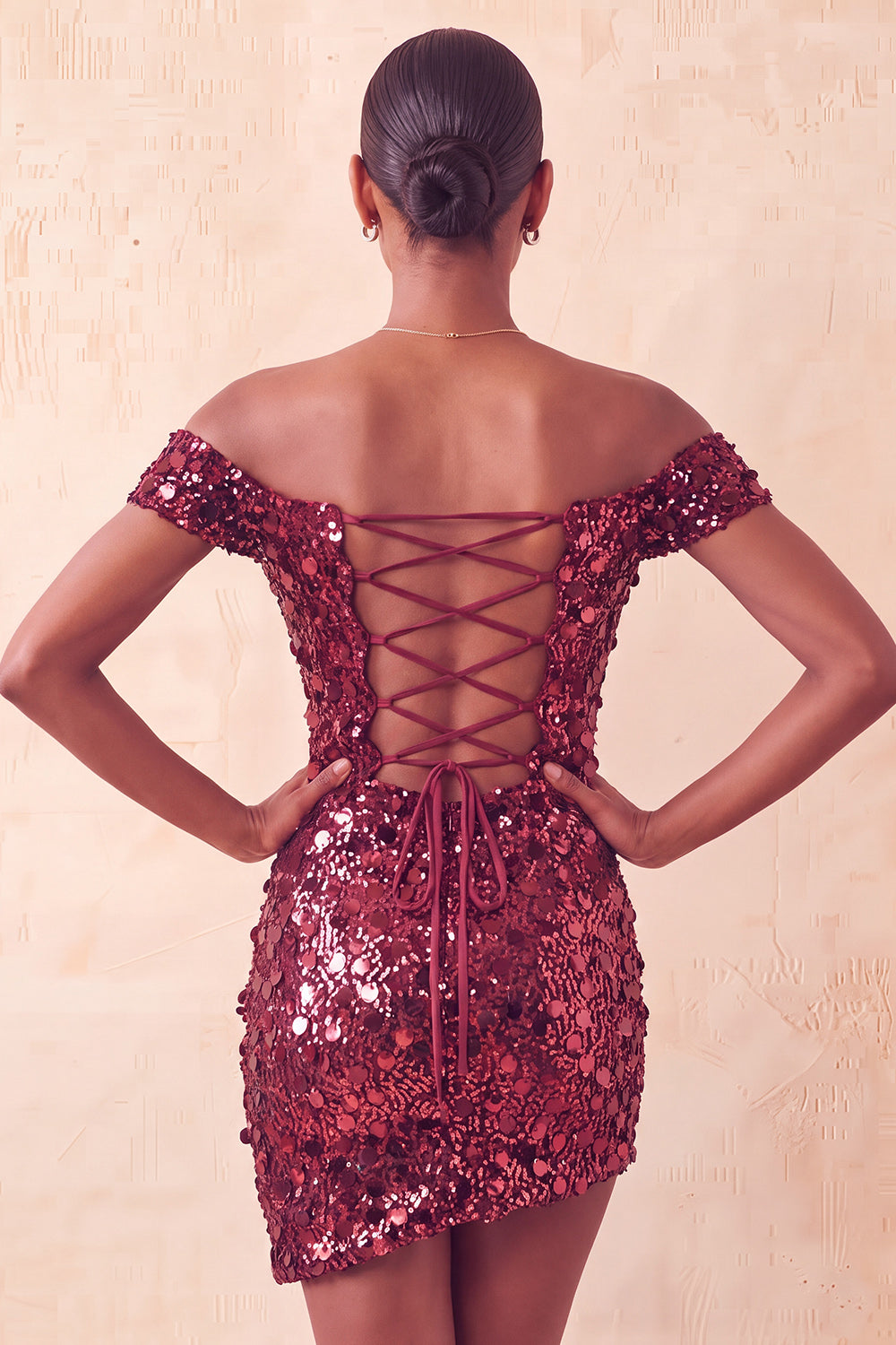 Sparkly Red Sequin Off The Shoulder Short Tight Homecoming Dress