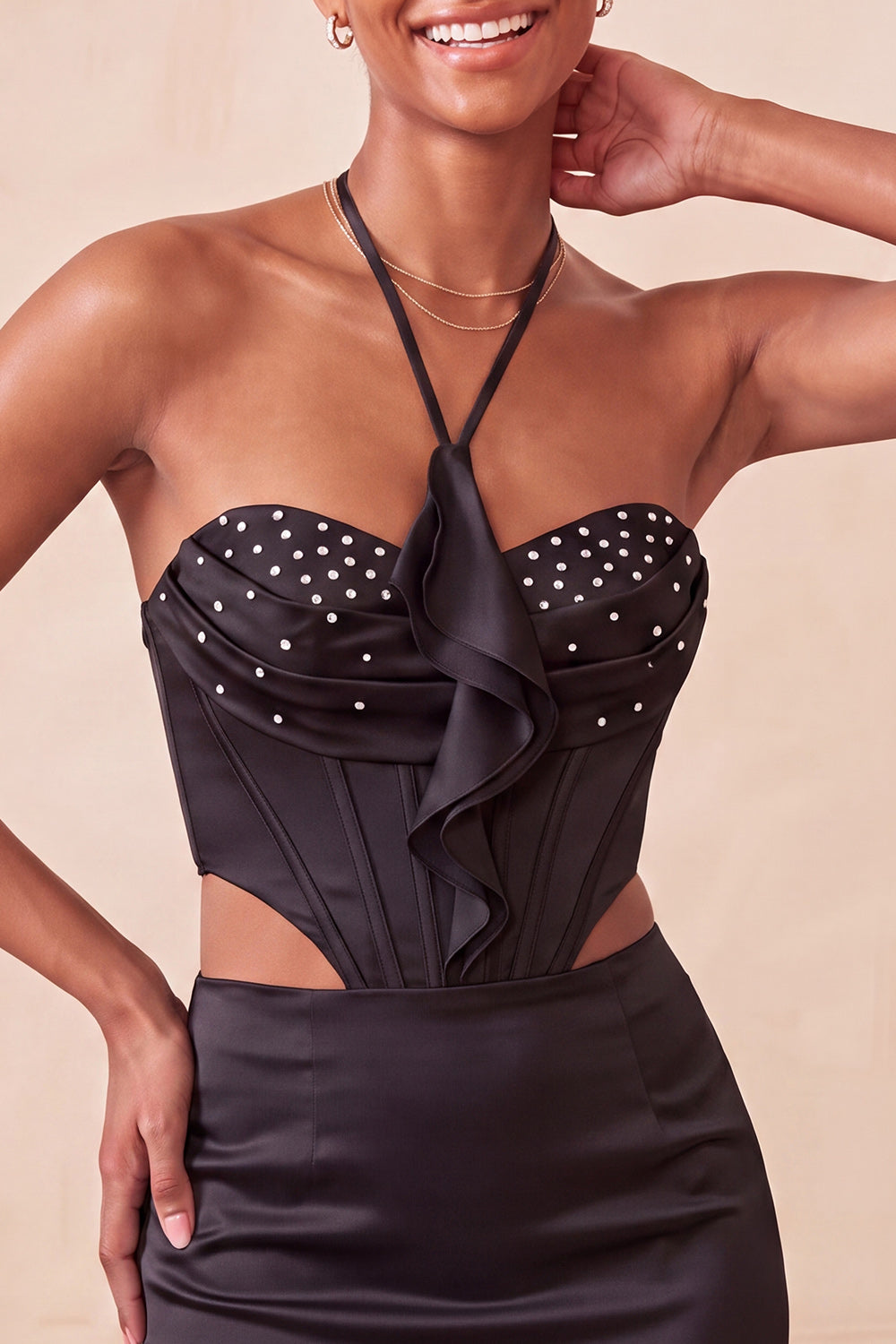 Pink Corset Beaded Ruffled Tight Short Homecoming Dress