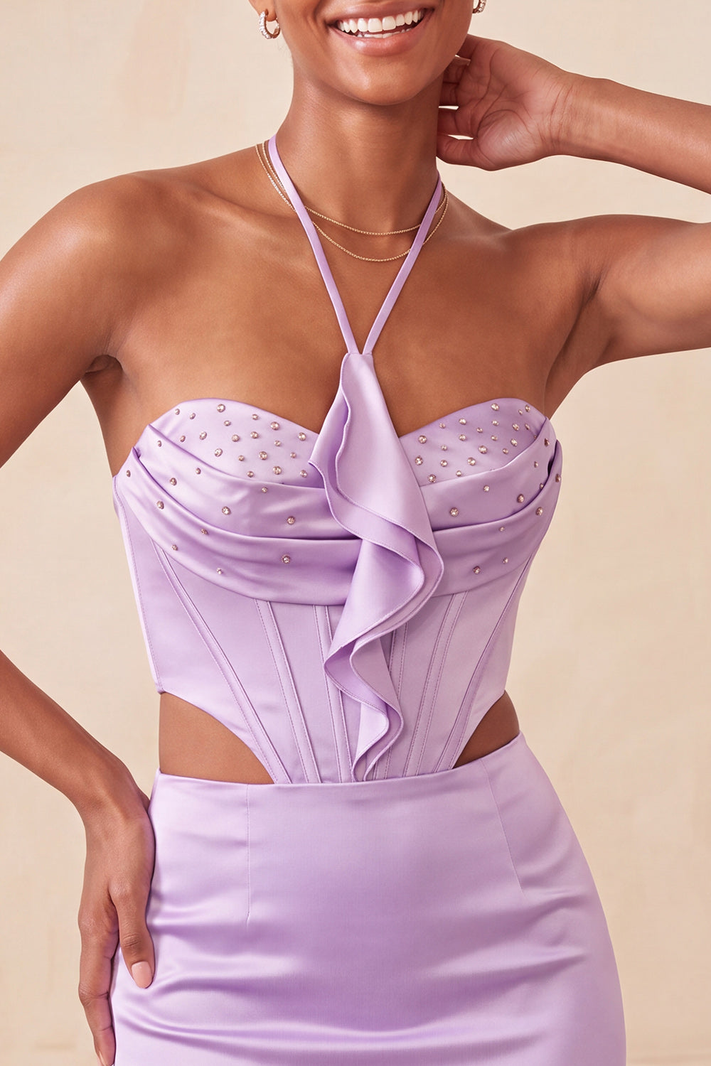 Pink Corset Beaded Ruffled Tight Short Homecoming Dress