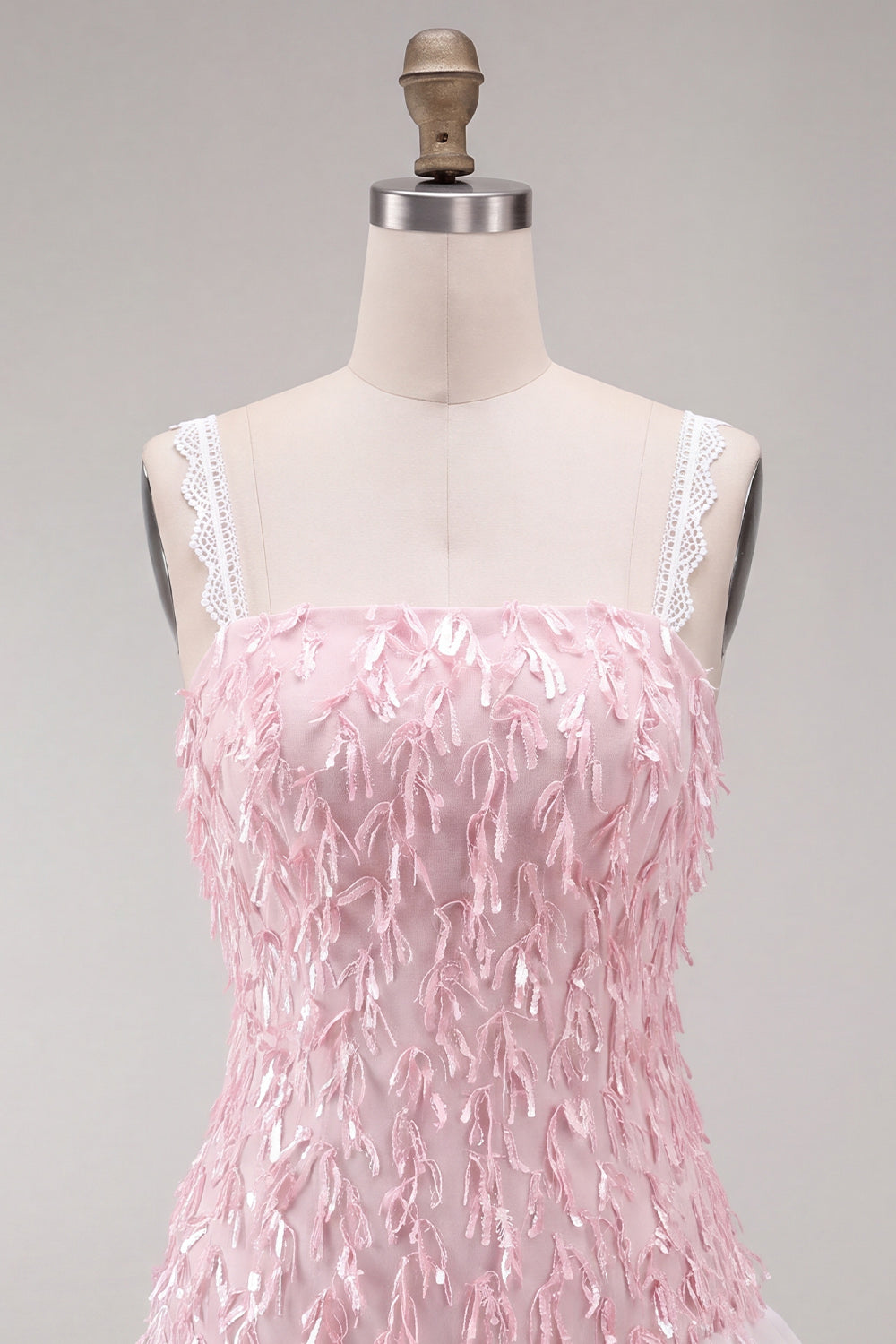 Chocolate Appliqued Ruffled A-Line Short Homecoming Dress with Lace