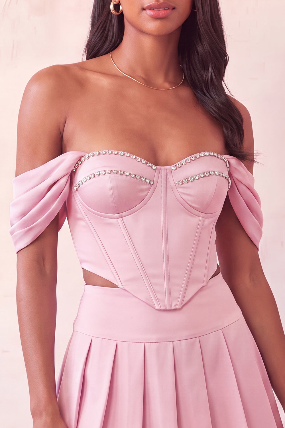 Light Pink Corset Ruched A-Line Short Homecoming Dress with Beading