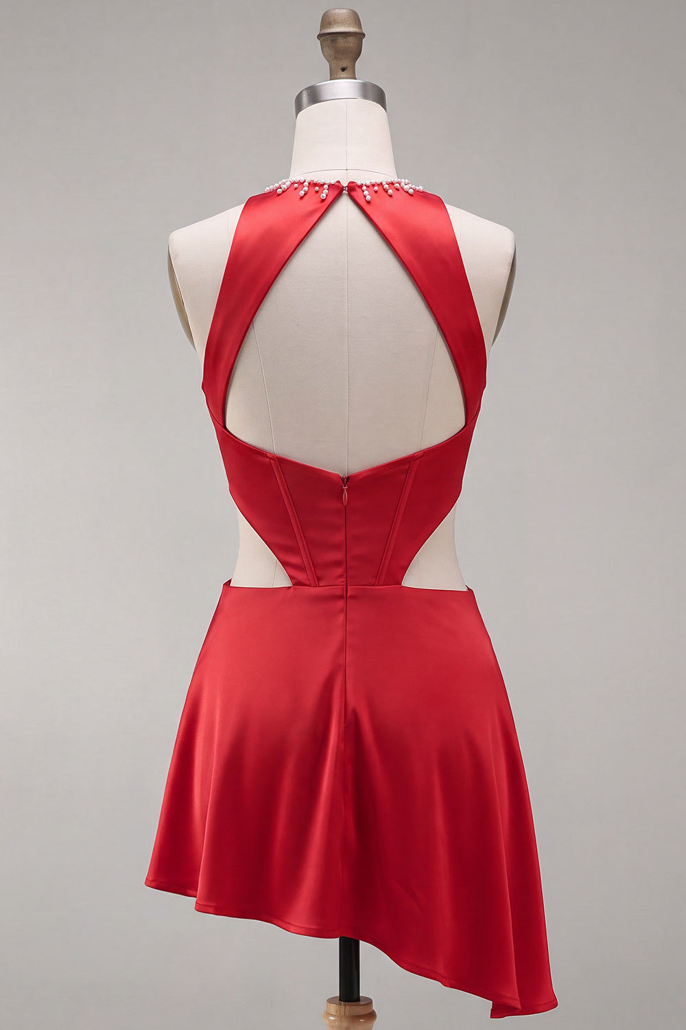 Black Corset Round Neck A-Line Cut Out Short Homecoming Dress