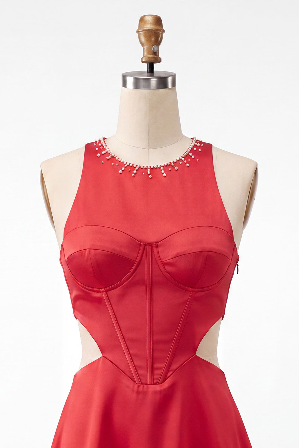 Black Corset Round Neck A-Line Cut Out Short Homecoming Dress