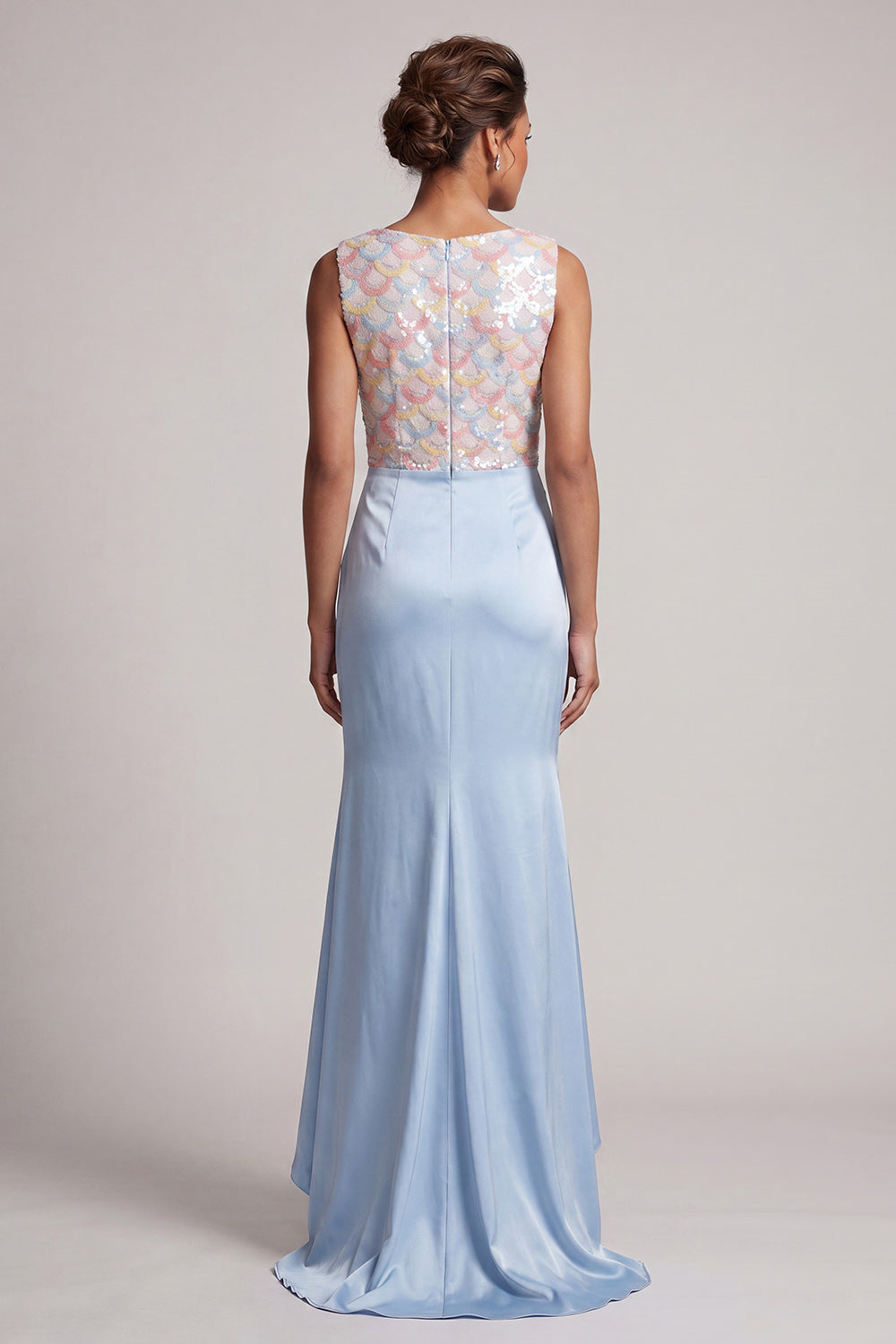 Sparkly Light Green Ruched Mermaid Long Evening Dress