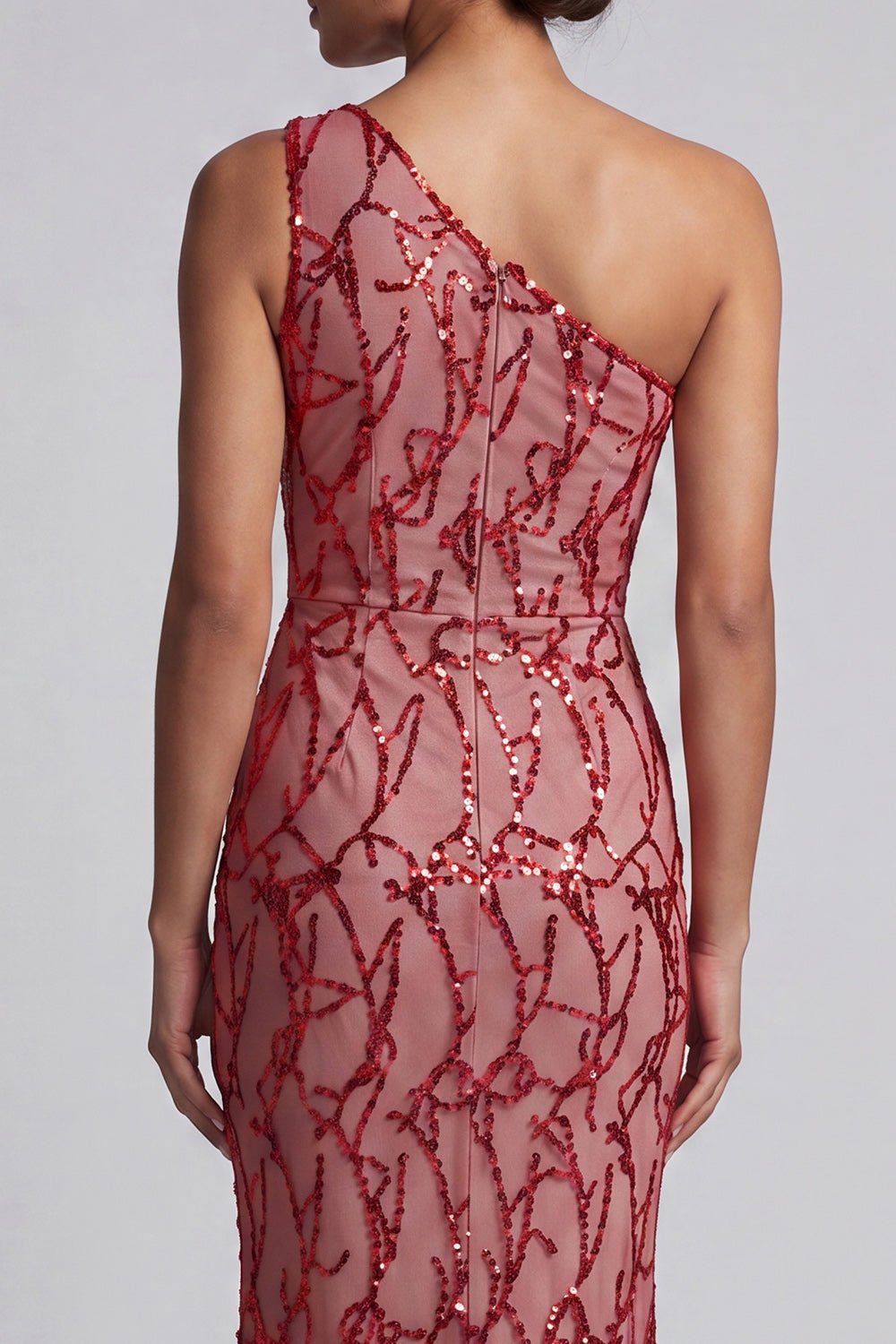 Pink Sparkly Mermaid Sequin Long Formal Dress with Keyhole