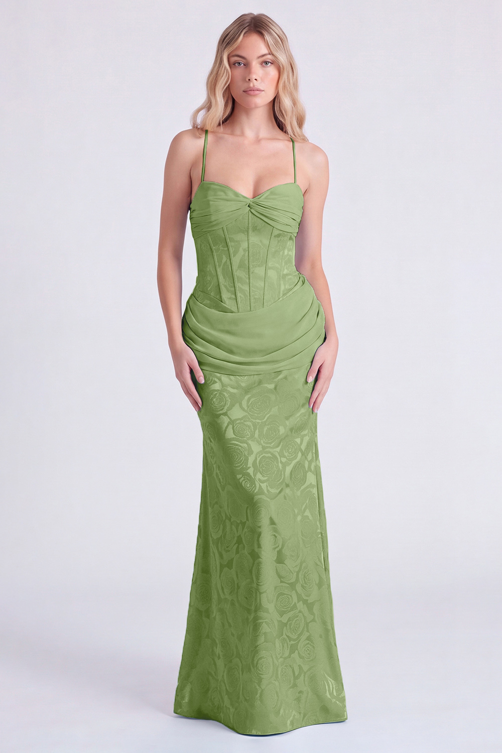 [Copy]A Line Mint Sparkly Sequin Strapless Long Wedding Guest Dress with Beading