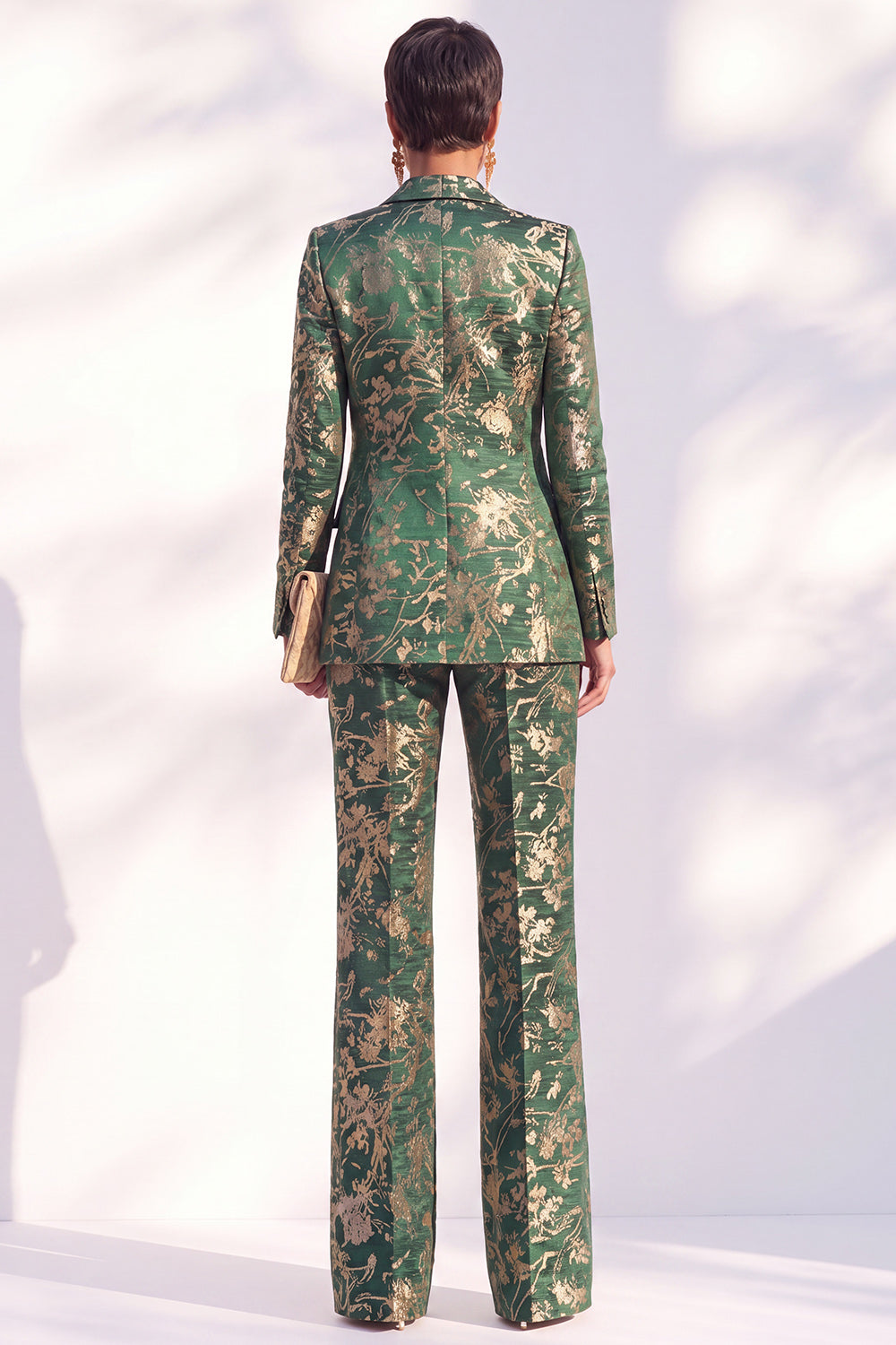Dark Purple 2 Piece Peak Lapel Floral Slim Fit Women Suit