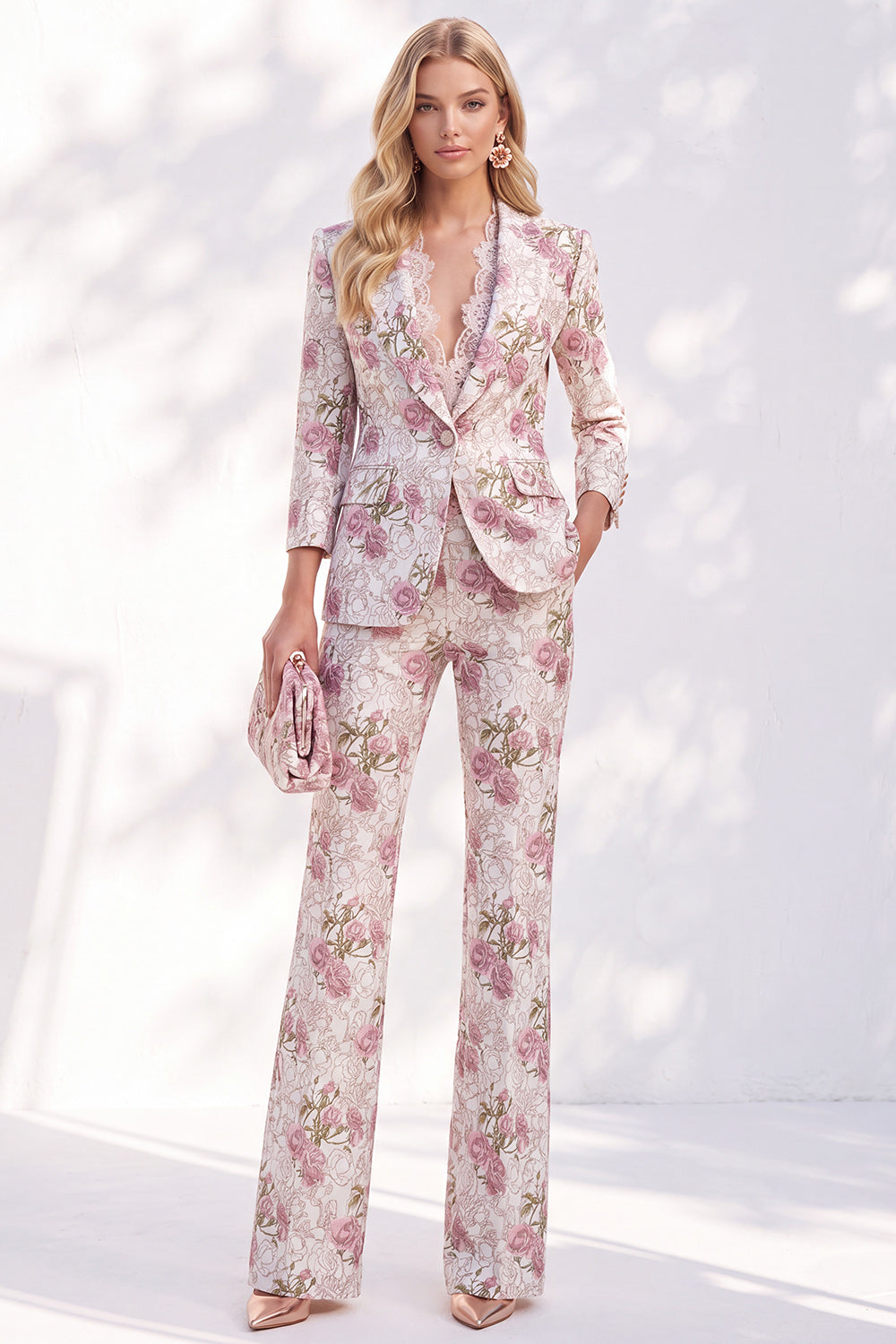 Yellow 2 Piece Peak Lapel 3/4 Sleeves Women Suits