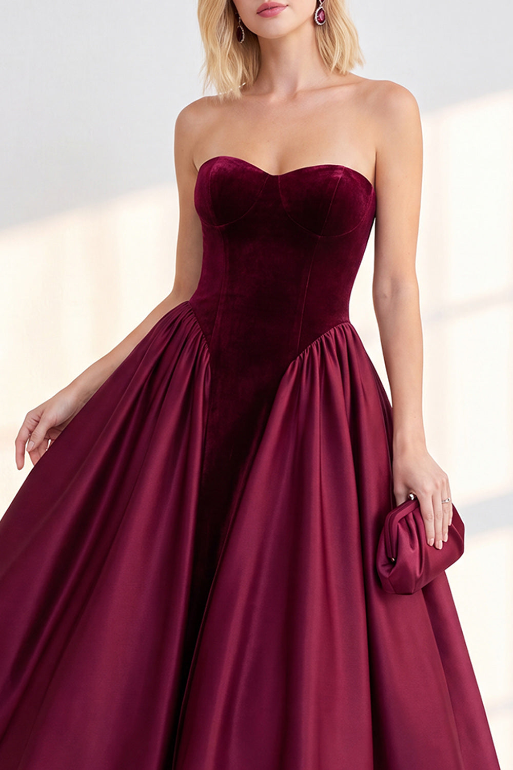 Dark Green A Line Velvet Sweetheart Midi Work Dress