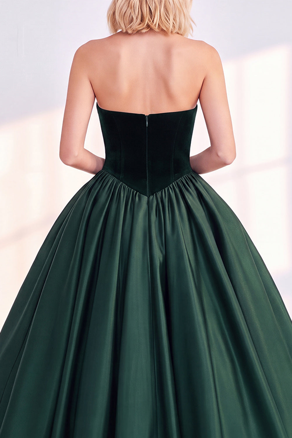 Dark Green A Line Velvet Sweetheart Midi Work Dress