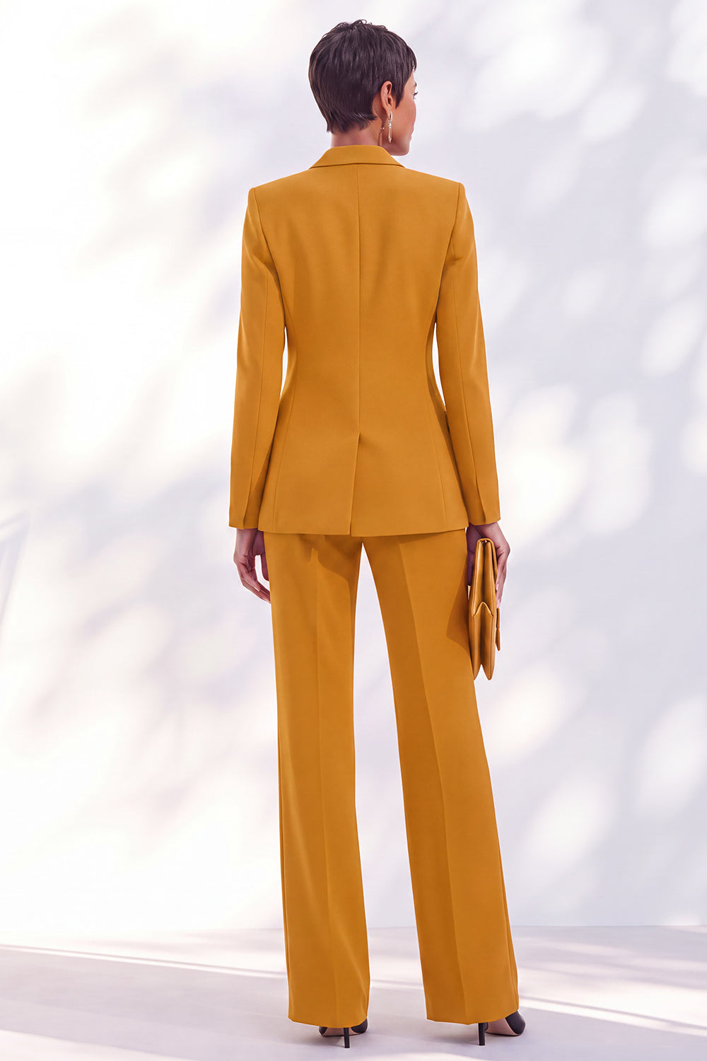 Caramel 2 Piece Double Breasted Peak Lapel Slim Fit Work Suits