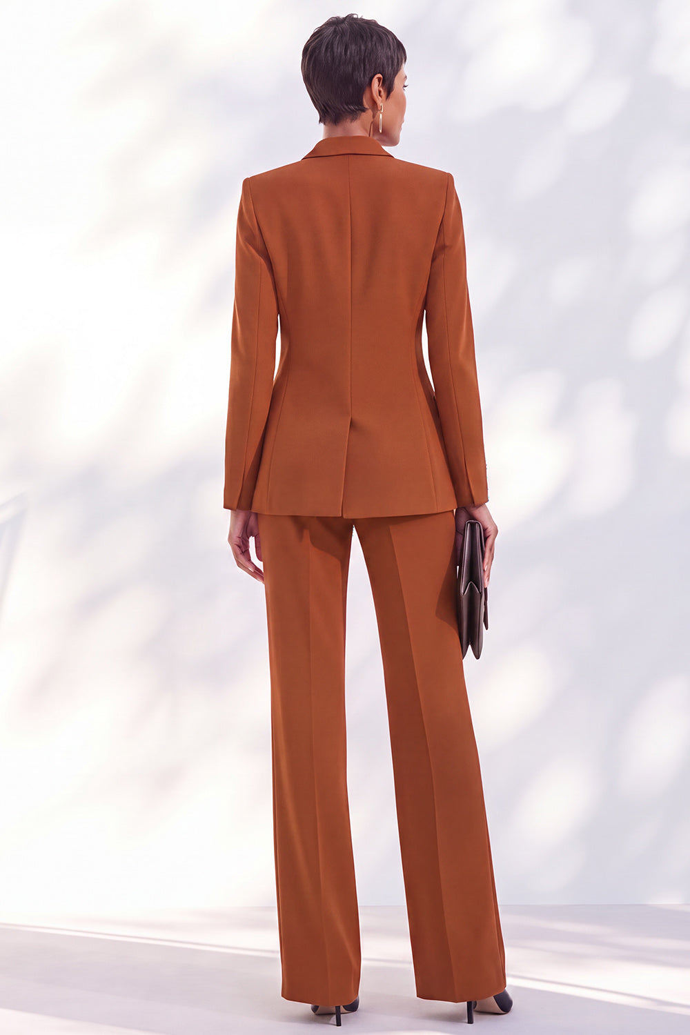 Caramel 2 Piece Double Breasted Peak Lapel Slim Fit Work Suits