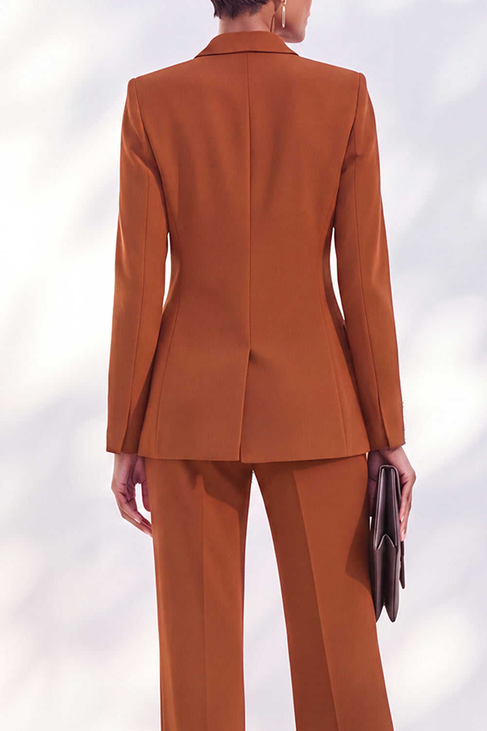 Caramel 2 Piece Double Breasted Peak Lapel Slim Fit Work Suits