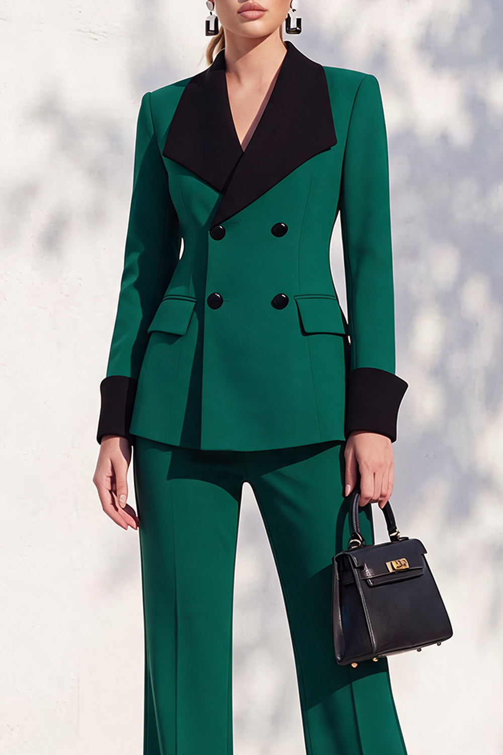 Red Slim Fit 2 Piece Shawl Lapel Double Breasted Work Suits