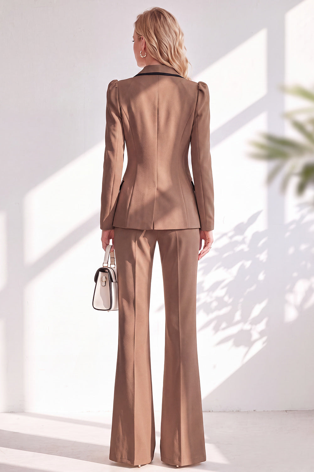 Dusty Rose Notched Lapel 2 Piece Slim Fit Double Breasted Work Suits