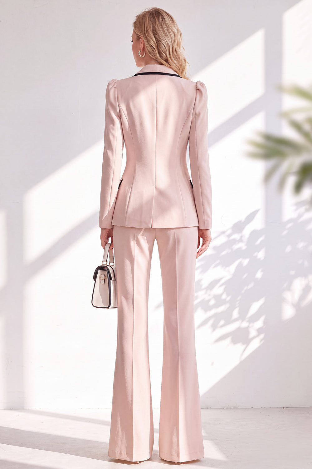 Dusty Rose Notched Lapel 2 Piece Slim Fit Double Breasted Work Suits