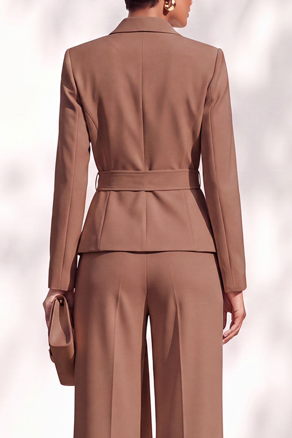 Burgundy 2 Piece Shawl Lapel Work Suits with Sash