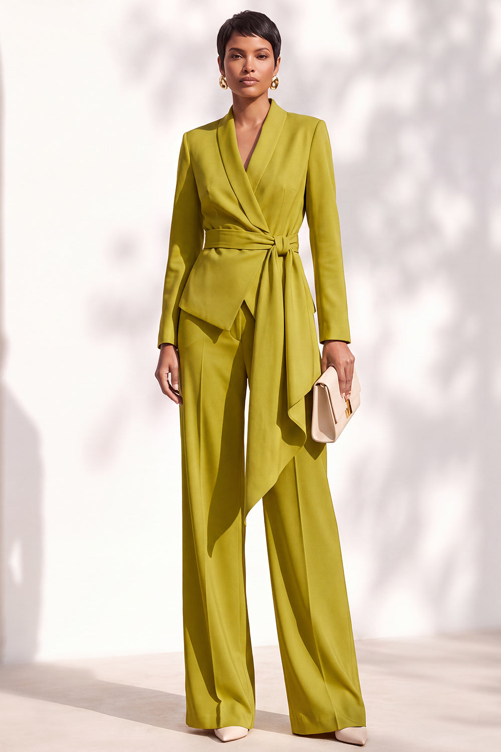 Burgundy 2 Piece Shawl Lapel Work Suits with Sash