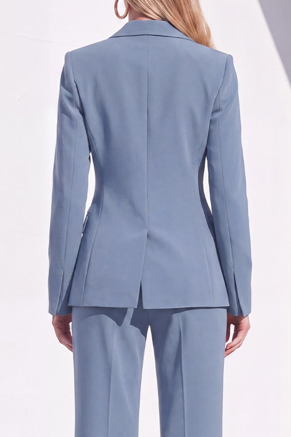 2 Piece Grey Blue Slim Fit One Button Notched Lapel Work Suits