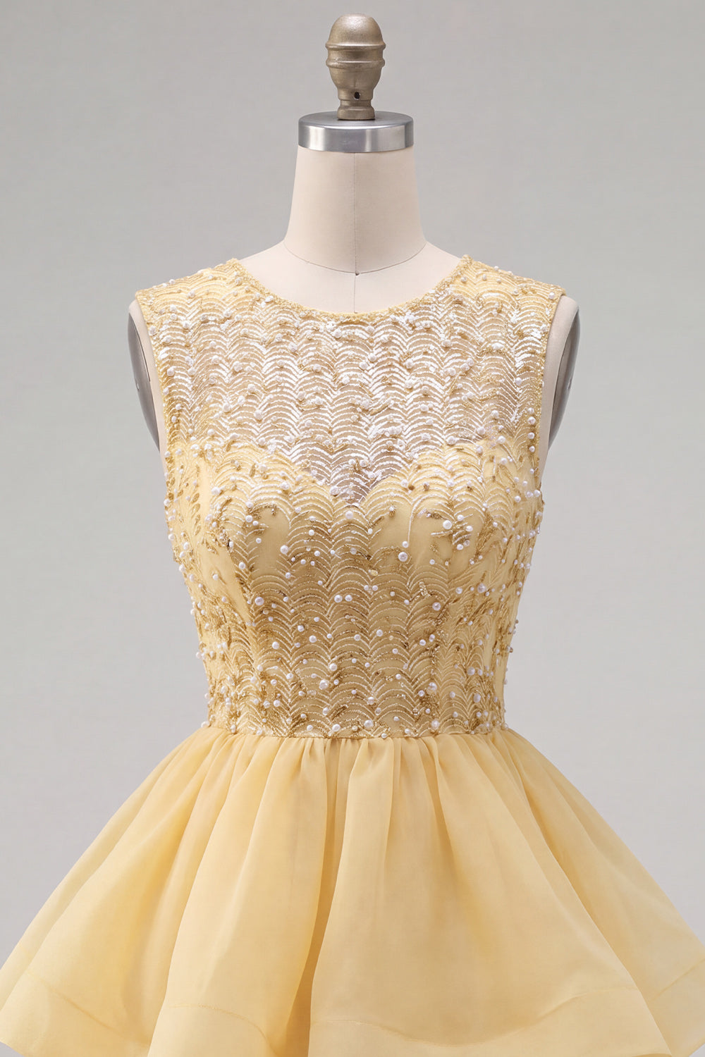 Sparkly Pink A-Line Illusion Neck Beaded Tiered Short Homecoming Dress
