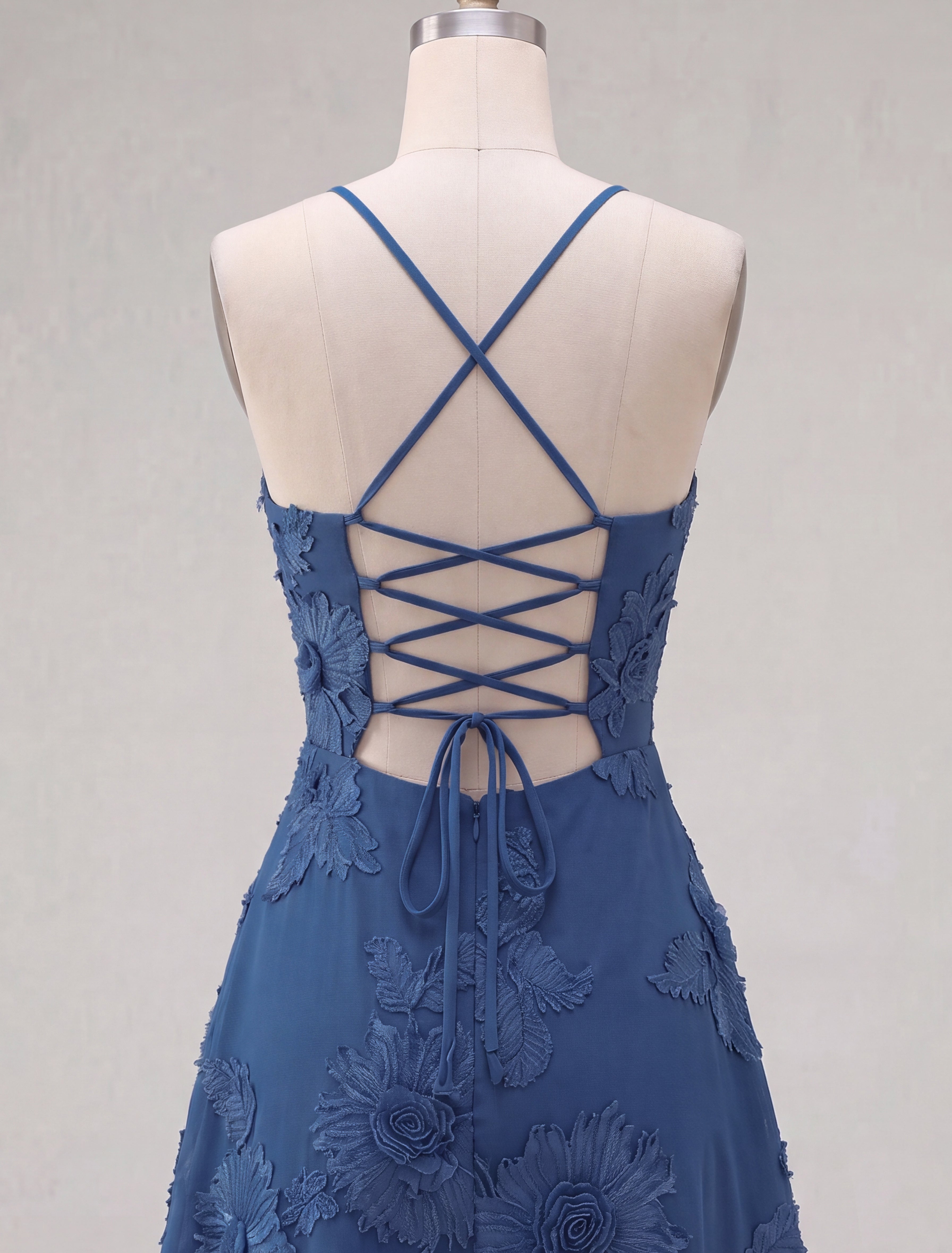 Lilac A-Line Spaghetti Straps Floral Short Cocktail Dress