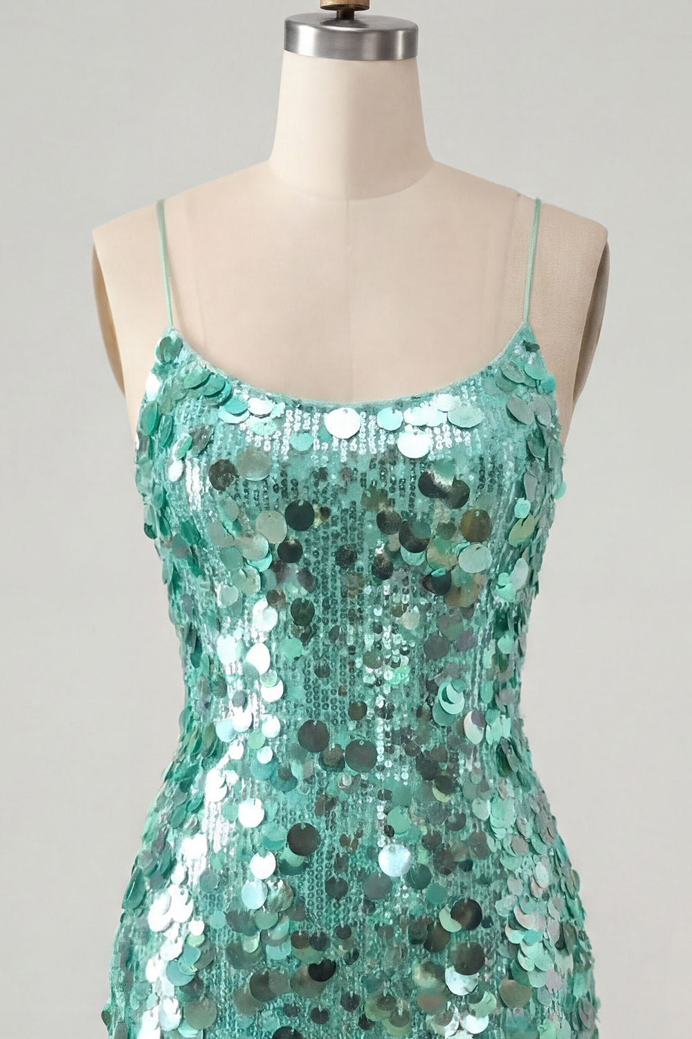 Sparkly Burgundy Sequin Tight Spaghetti Straps Short Cocktail Dress