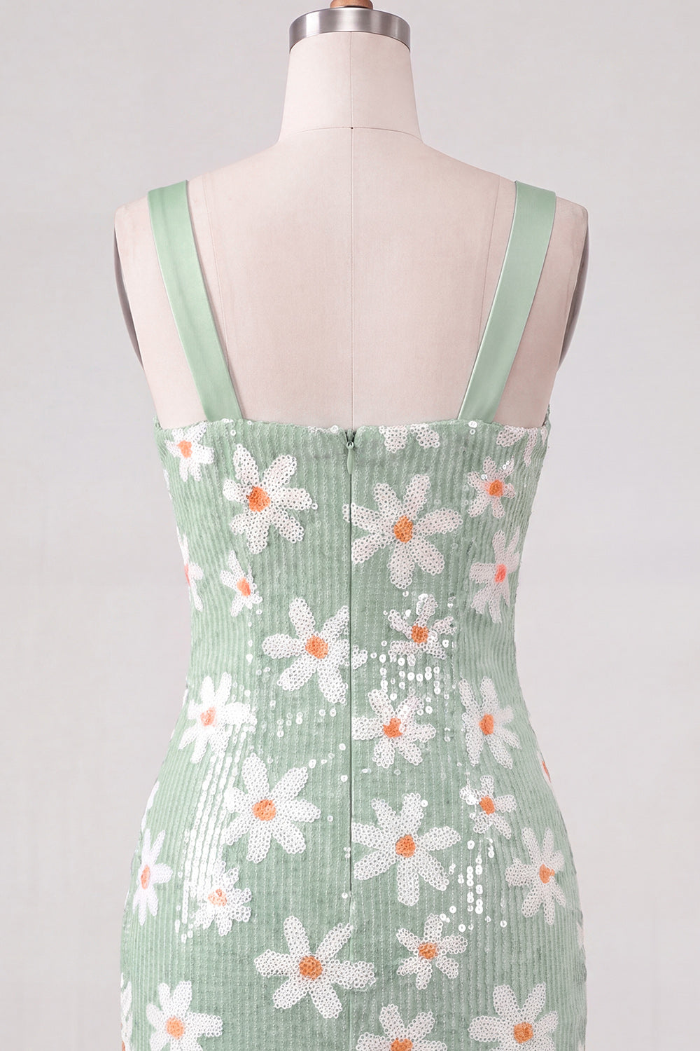 Sparkly Green Floral Ruched Sequins Short Tight Cocktail Dress