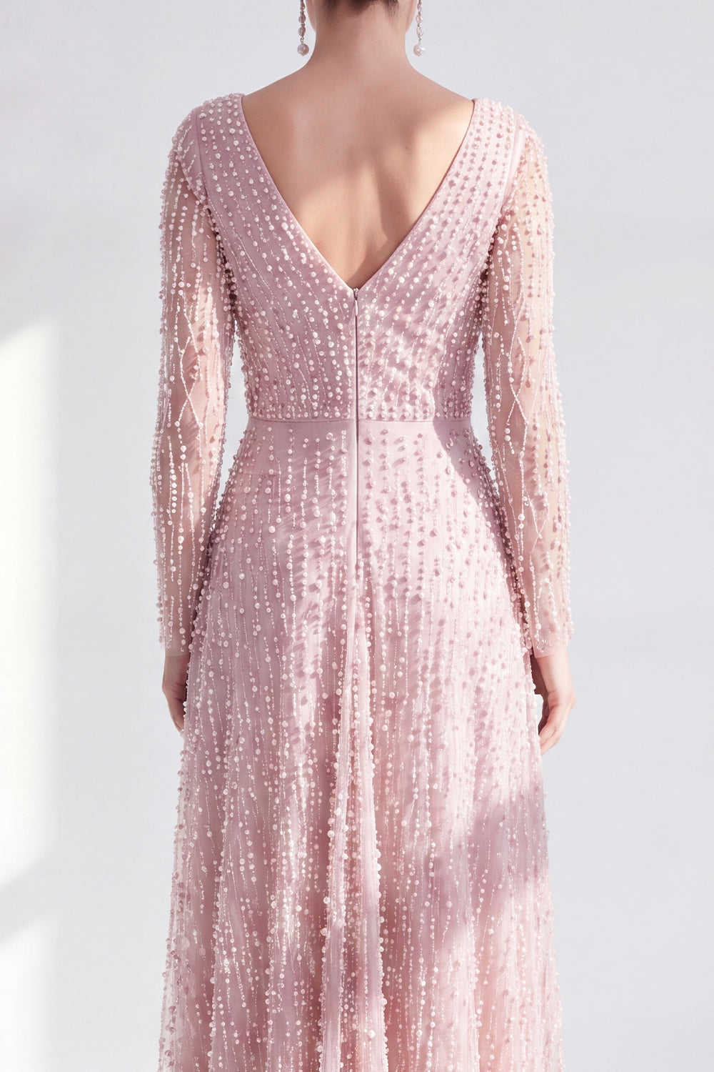 Sparkly Fuchsia A Line Beaded Long Wedding Guest Dress