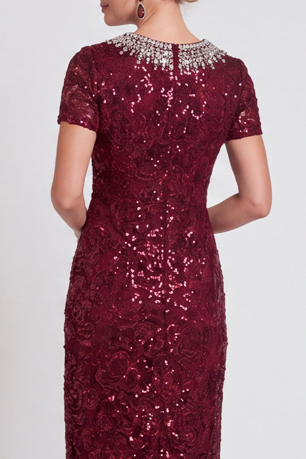 Black Sparkly Sequin Bodycon Midi Wedding Guest Dress with Sleeves