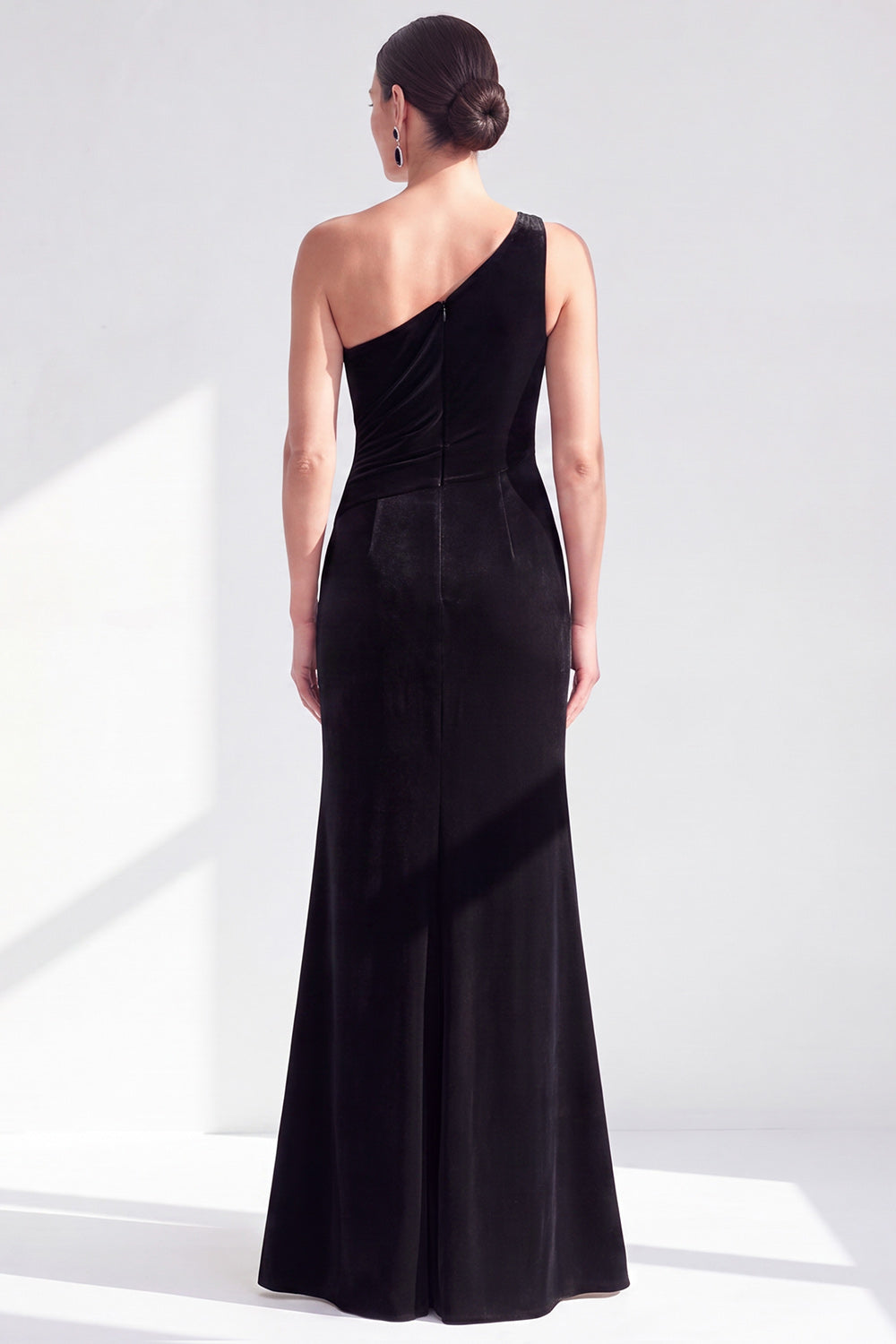 Royal Blue Velvet Mermaid One Shoulder Long Wedding Guest Dress
