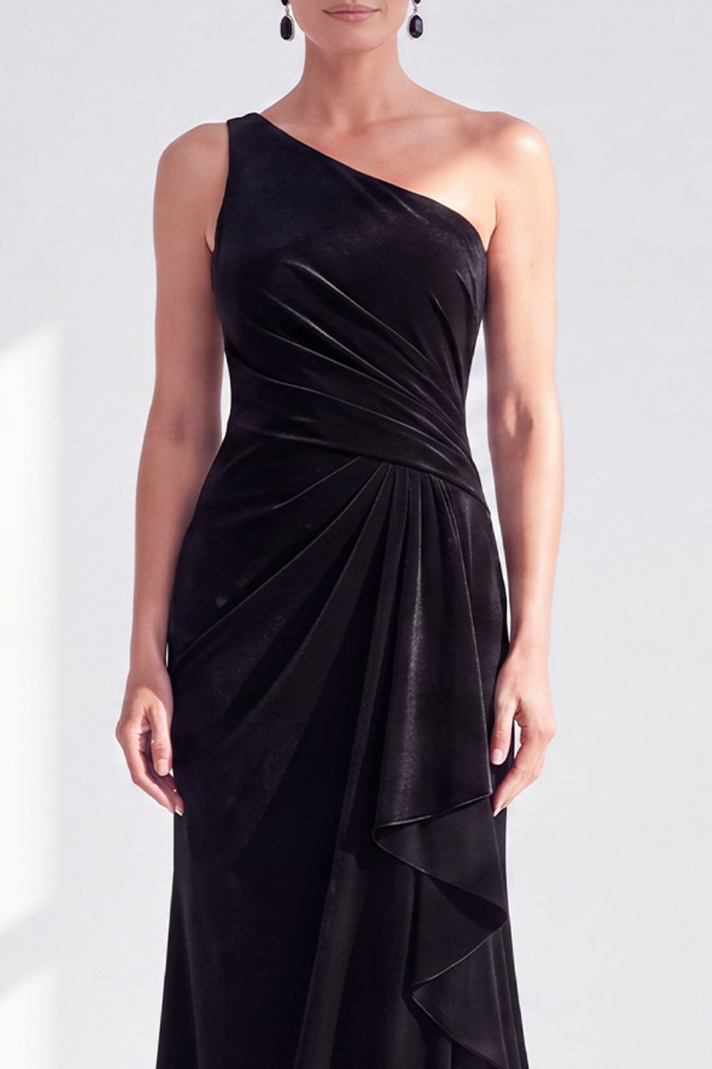 Royal Blue Velvet Mermaid One Shoulder Long Wedding Guest Dress